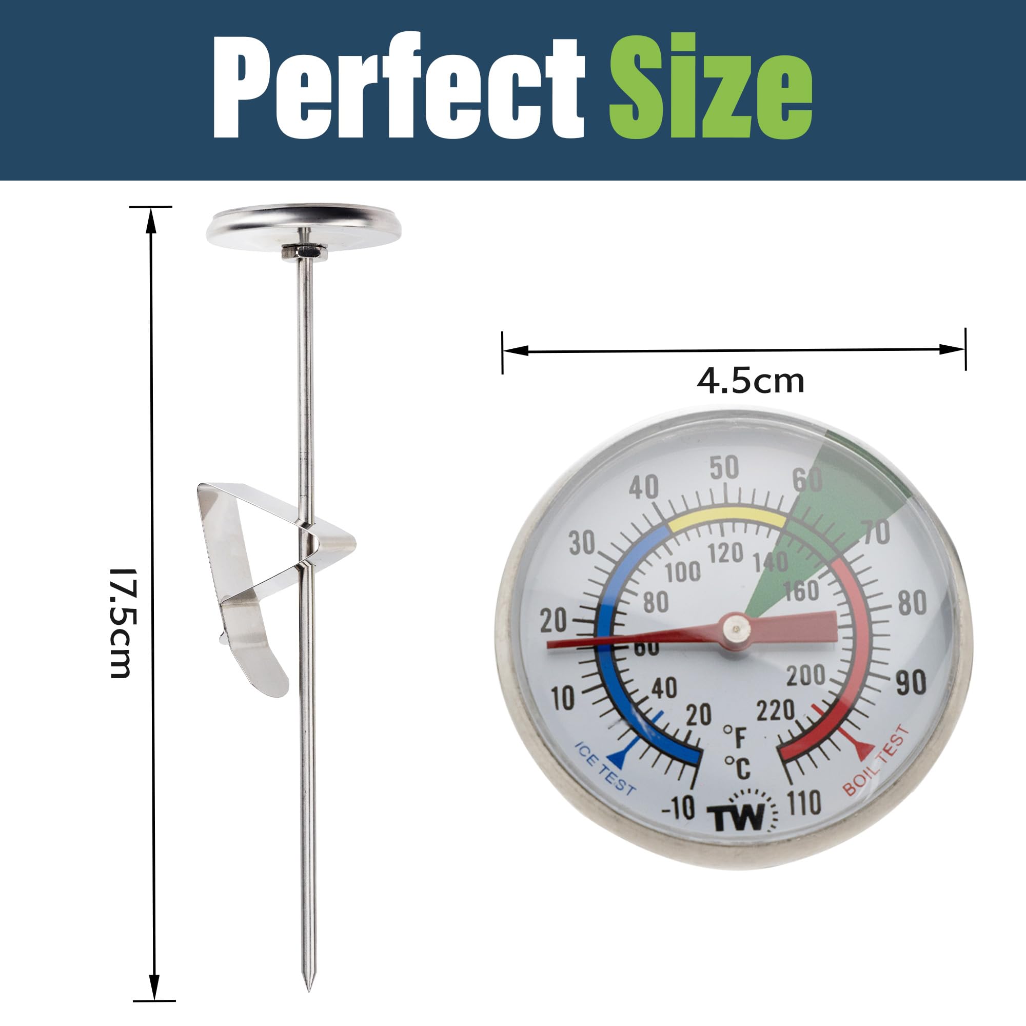 Thermometer World Milk Thermometer for Steaming Milk - Green Color, Model 8541985734