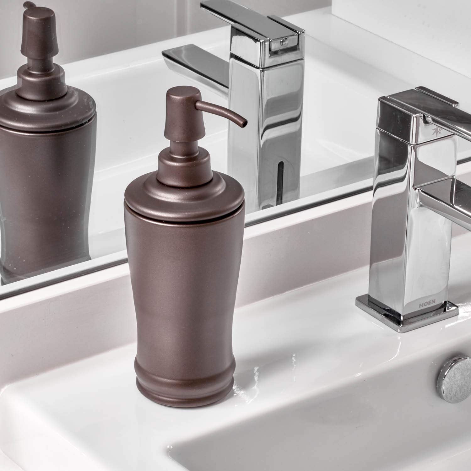 iDesign Metal Tall Liquid Soap Dispenser Pump  The Olivia Collection - 8 Oz.  Bronze