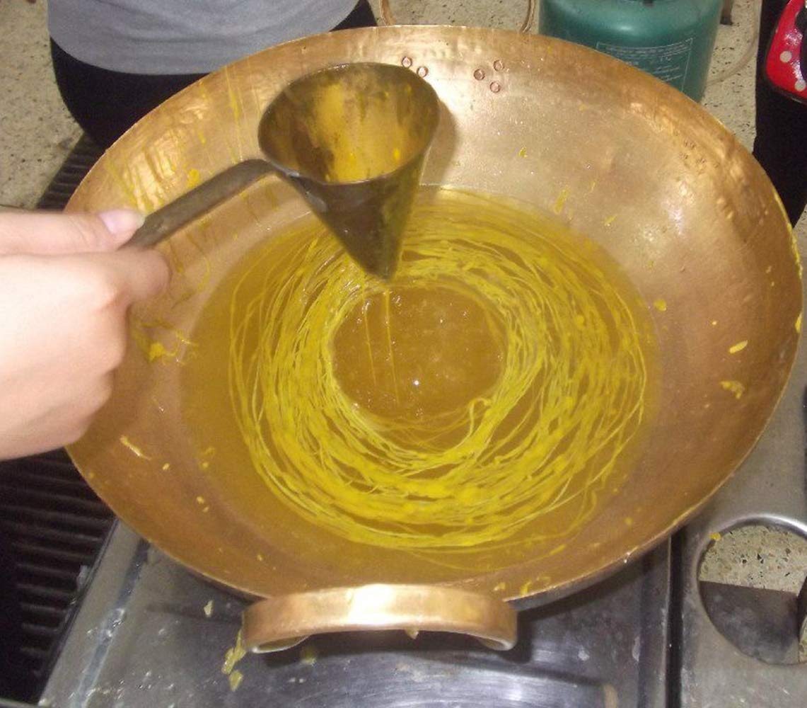 Cozinest Egg Yolk Threads Maker Brass Funnel Thai Dessert Foi Thong Portuguese Sweet Eggs Thread Mold (2.7 inches)  Gold