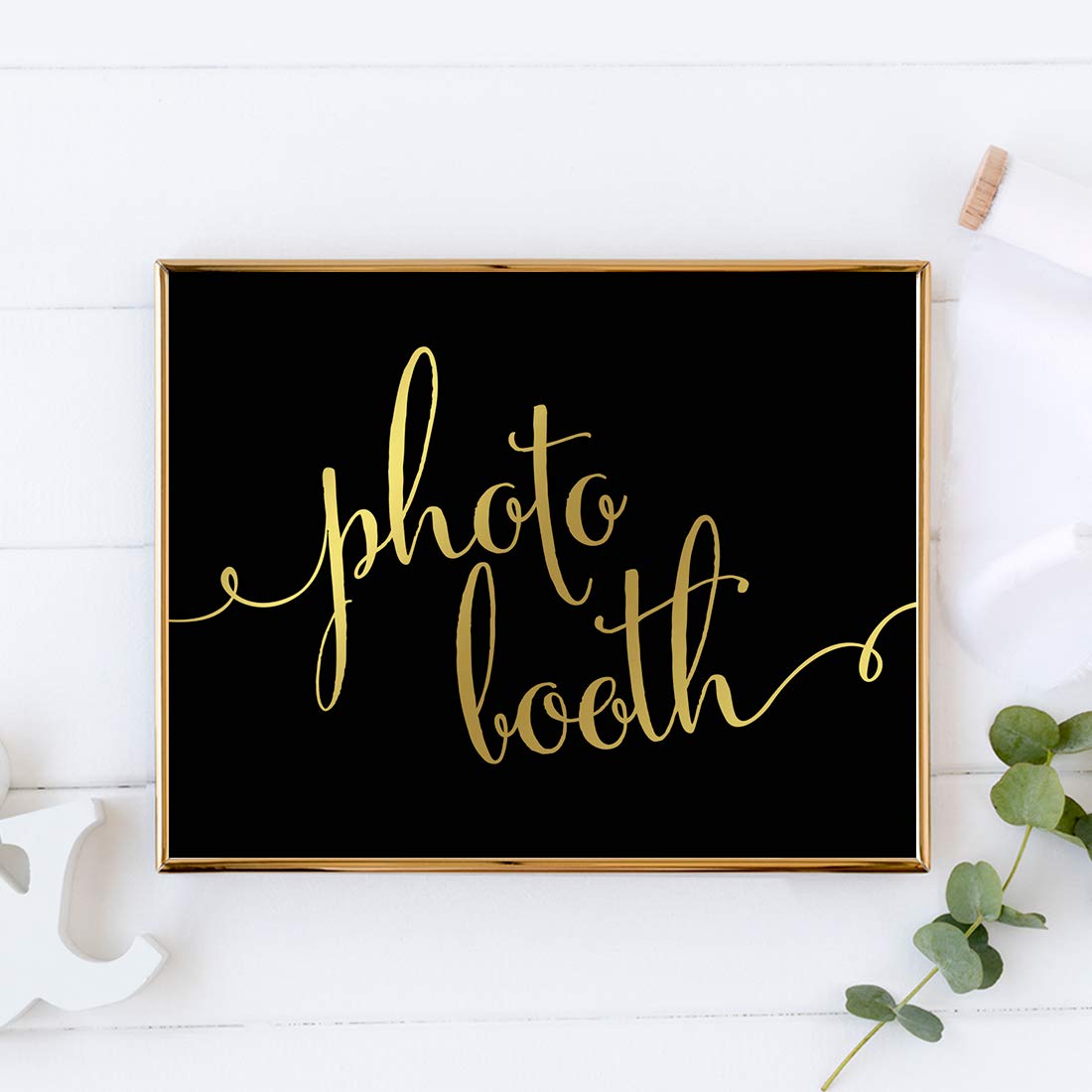 Andaz Press Wedding Party Signs, Black And Metallic Gold Ink, 8.5X11-Inch, Photo Booth Sign, 1-, Unframed