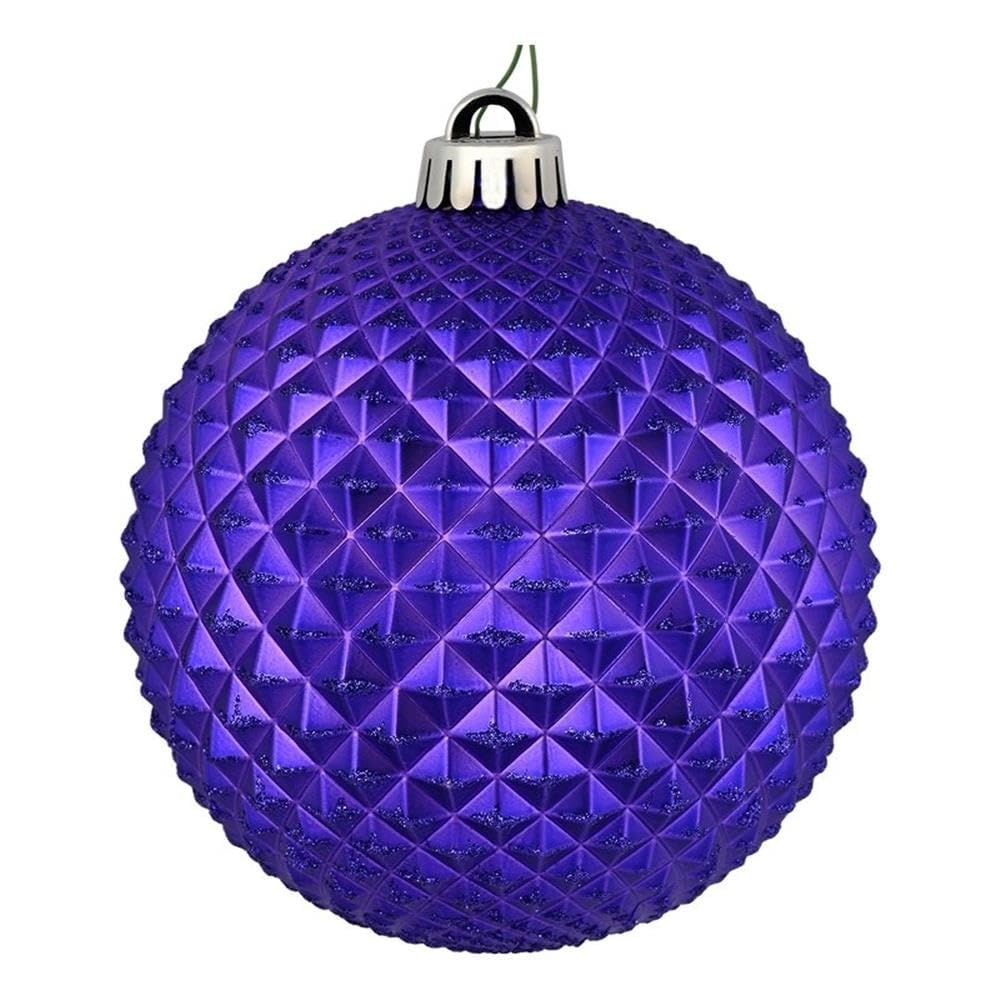 Vickerman 4 Purple Durian Glitter Ball Ornament, 6 per Bag