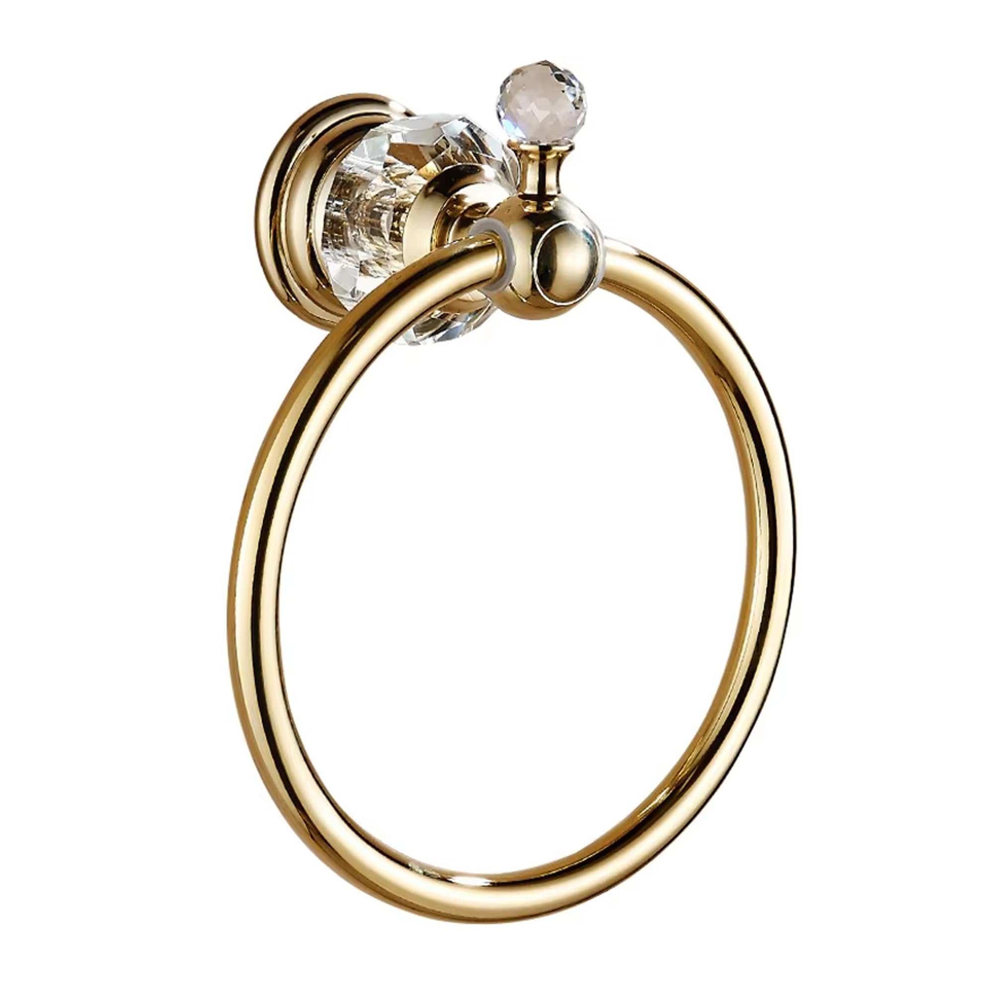 Golden Towel Ring Towel Holder, Gold Crystal Towel Bar Bathroom Hardware