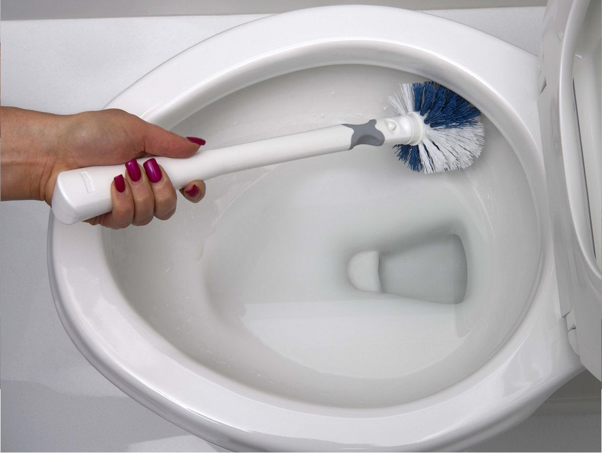 Unger No-Drip Toilet Brush Set - Flexible Neck Toilet Brush With Portable Caddy Holder, Discreet Bathroom Cleaning Brush, Toilet