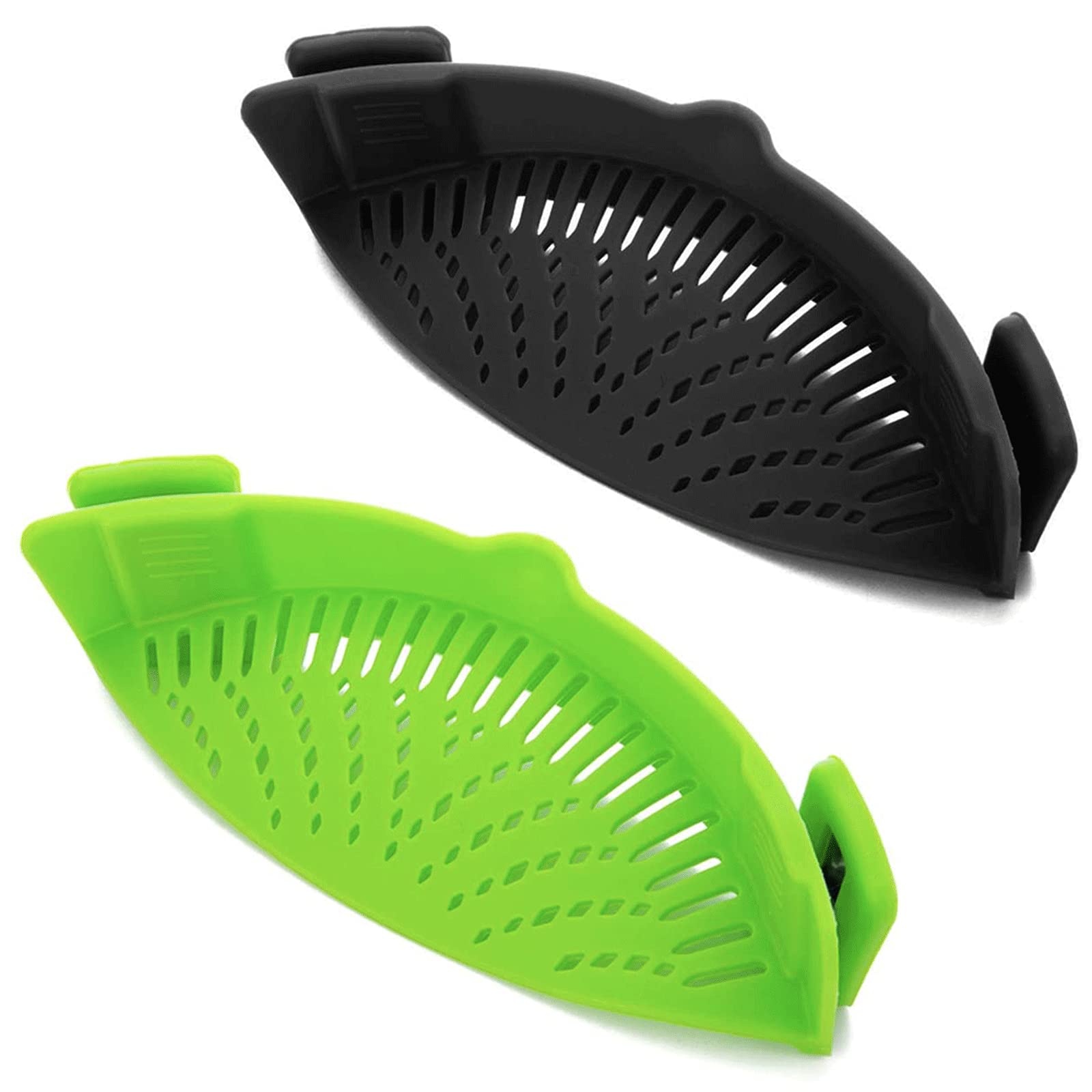2 Pcs Clip On Strainer, Pot Strainer For Pasta Meat Vegetables Fruit, Silicone Strainer - Fit All Pots Bowls.