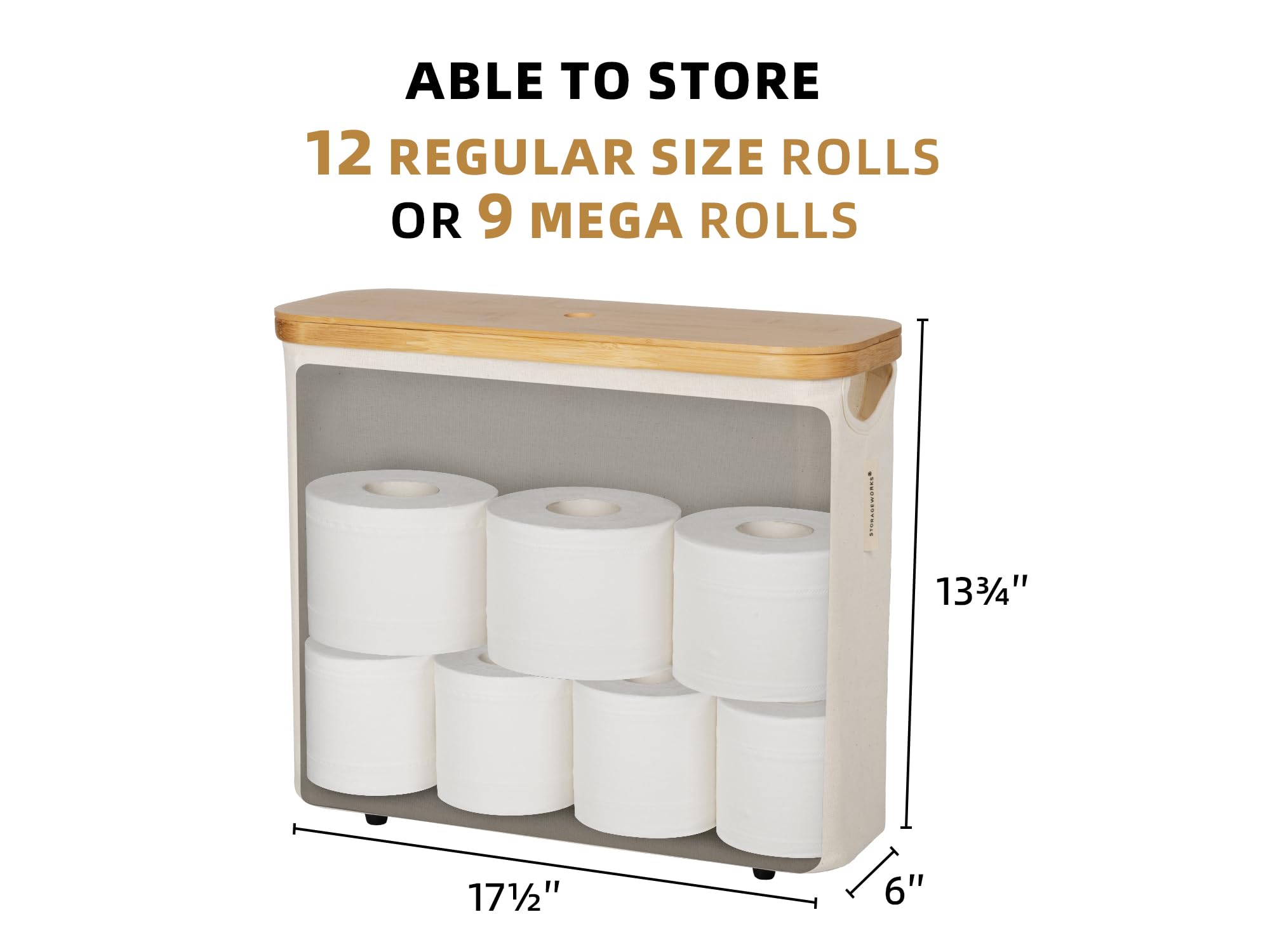 Storageworks Toilet Paper Storage Basket, Toilet Paper Container With Bamboo Lid, Large Toilet Paper Holder For Up To 9 Mega Rol