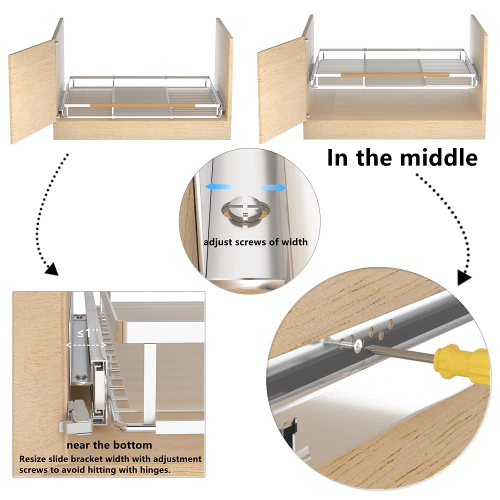 Miyuptc Pull Out Cabinet Drawer Organizer, Heavy Duty Slide Out Pantry Shelves Sliding Drawer Storage For Bathroom, Home, Kitche