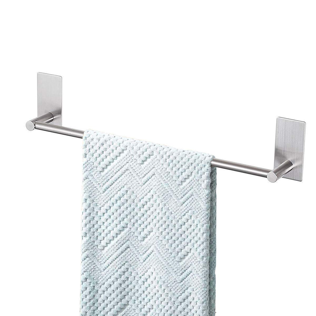 Songtec Bathroom Towel Bar 16-inch  No Drill Stick On Towel Rack  Easy Install with Self-Adhesive  Premium SUS304 Stainless Steel - Brushed Nickle