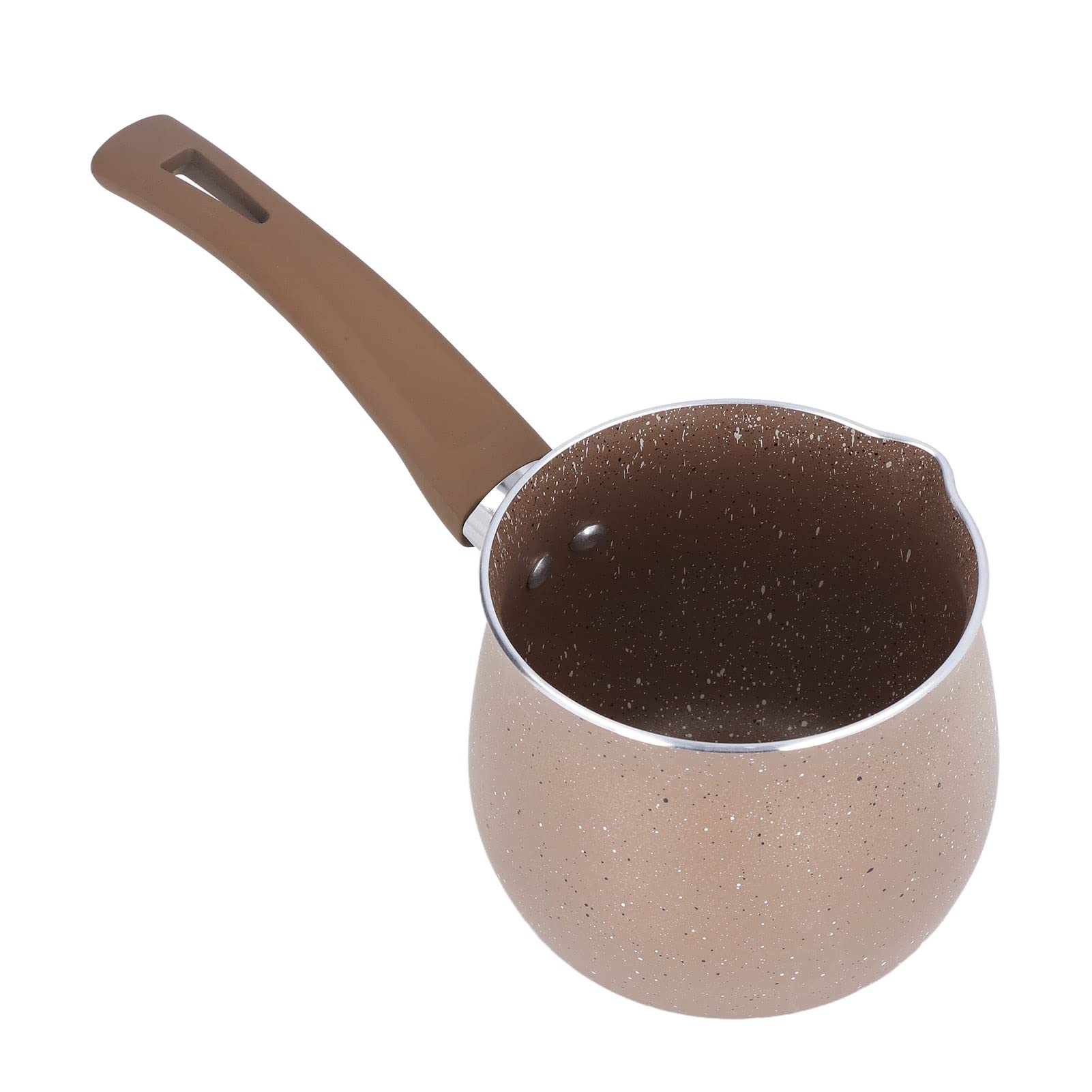 YOUTHINK Nonstick Milk Pan, 10cm Dia Aluminum Alloy Sauce Pan with Single Handle Enameled Inside Coating for Coffee Butter Choco