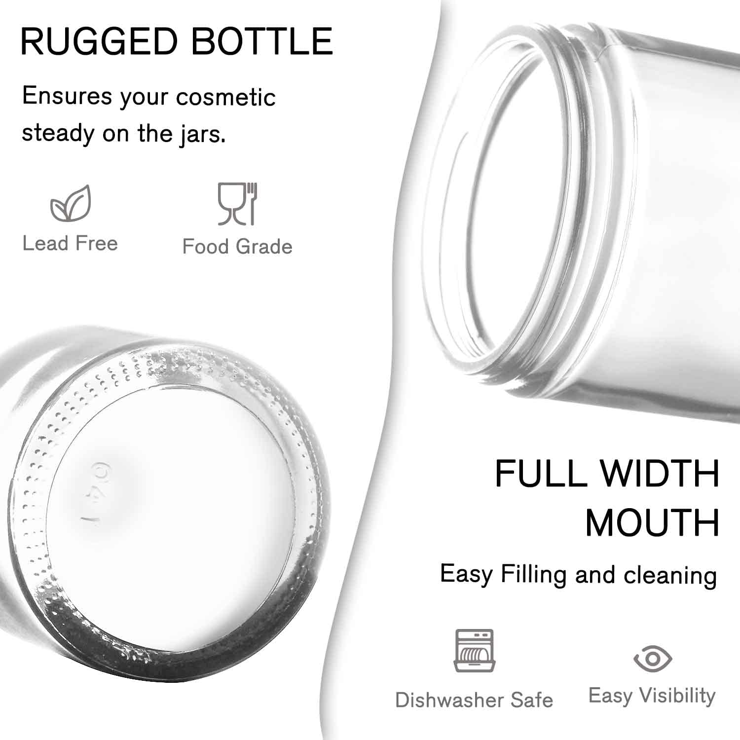 4 Oz Small Glass Jars With Lids, Tecohouse Clear Glass Jars With Black Lids & Inner Liners, Mini Travel Sample Containers For Sl