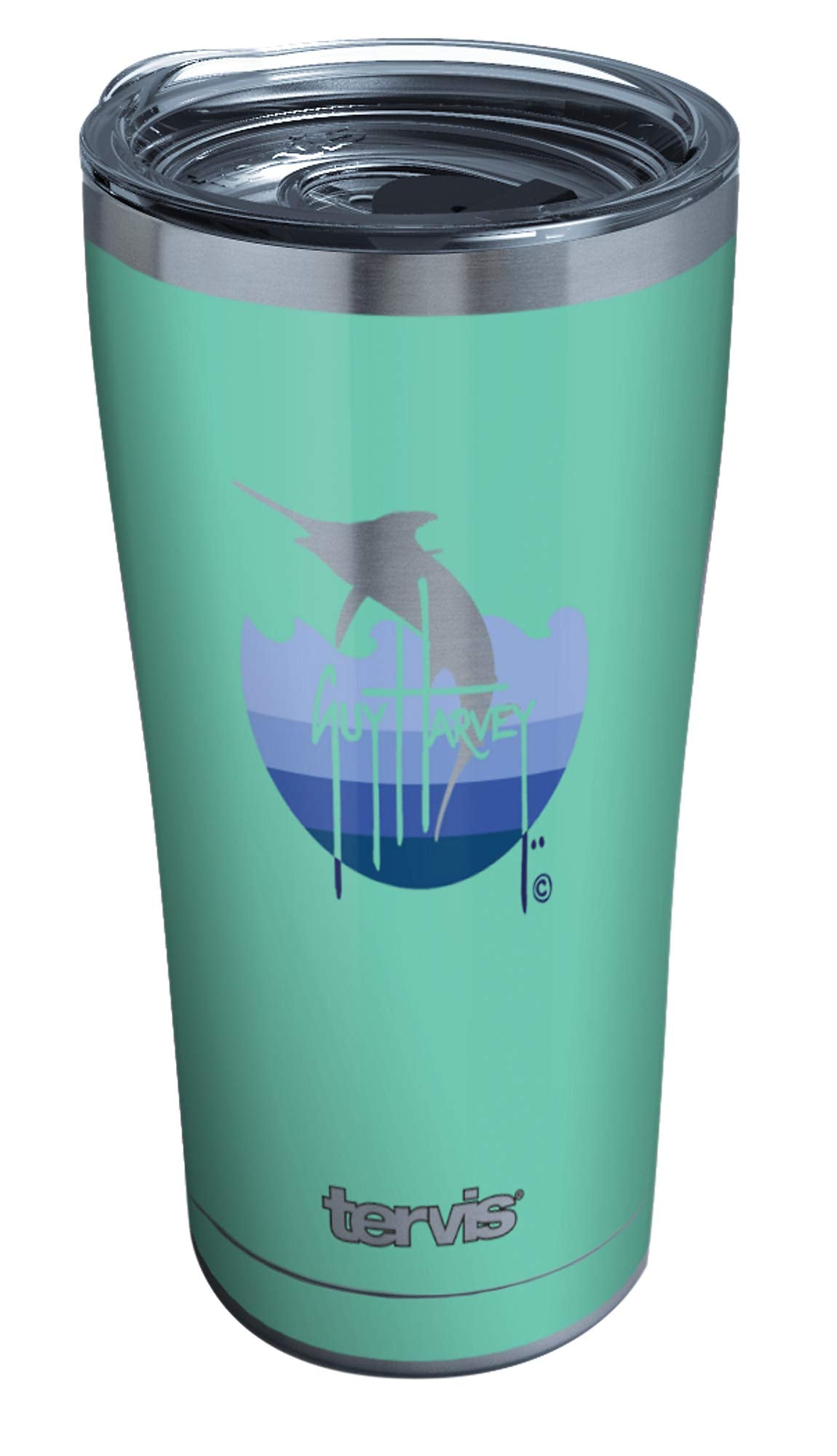 Tervis Guy Harvey Mint And Navy Marlin Triple Walled Insulated Tumbler Travel Cup Keeps Drinks Cold & Hot, 20Oz Legacy, Stainles