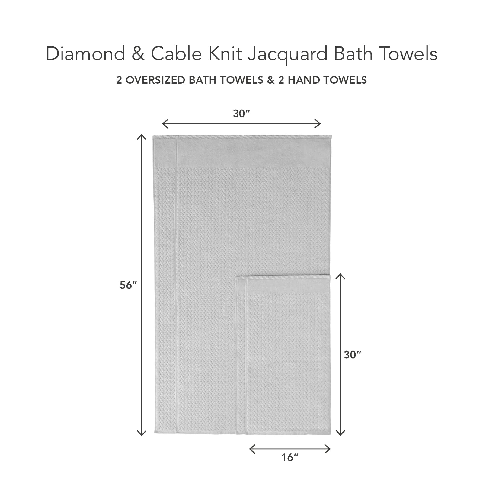 Texere 100% Organic Cotton Jacquard 650 Gsm Premium Bath Towel Set - Extra Absorbent Quick Dry And Plush (Cable, Light Taupe, 2