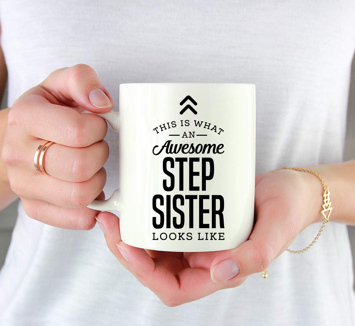 Andaz Press 11oz. Ceramic Coffee Tea Mug Gift, This is What an Awesome Step Sister Looks Like, 1-Pack, Birthday Gift Ideas Cowor