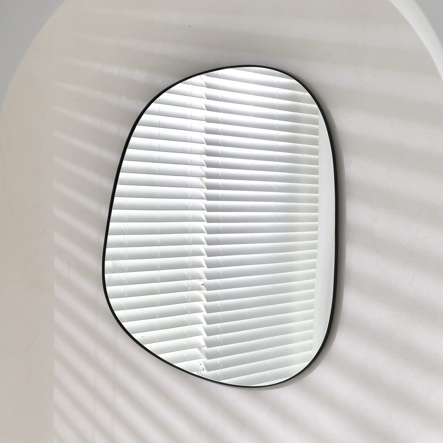 Asymmetrical Wall Mirror for Decor 23*30, Modern Black Framed Wall Mirror for Living Room Bathroom Bedroom Entryway ELE-STOU-006