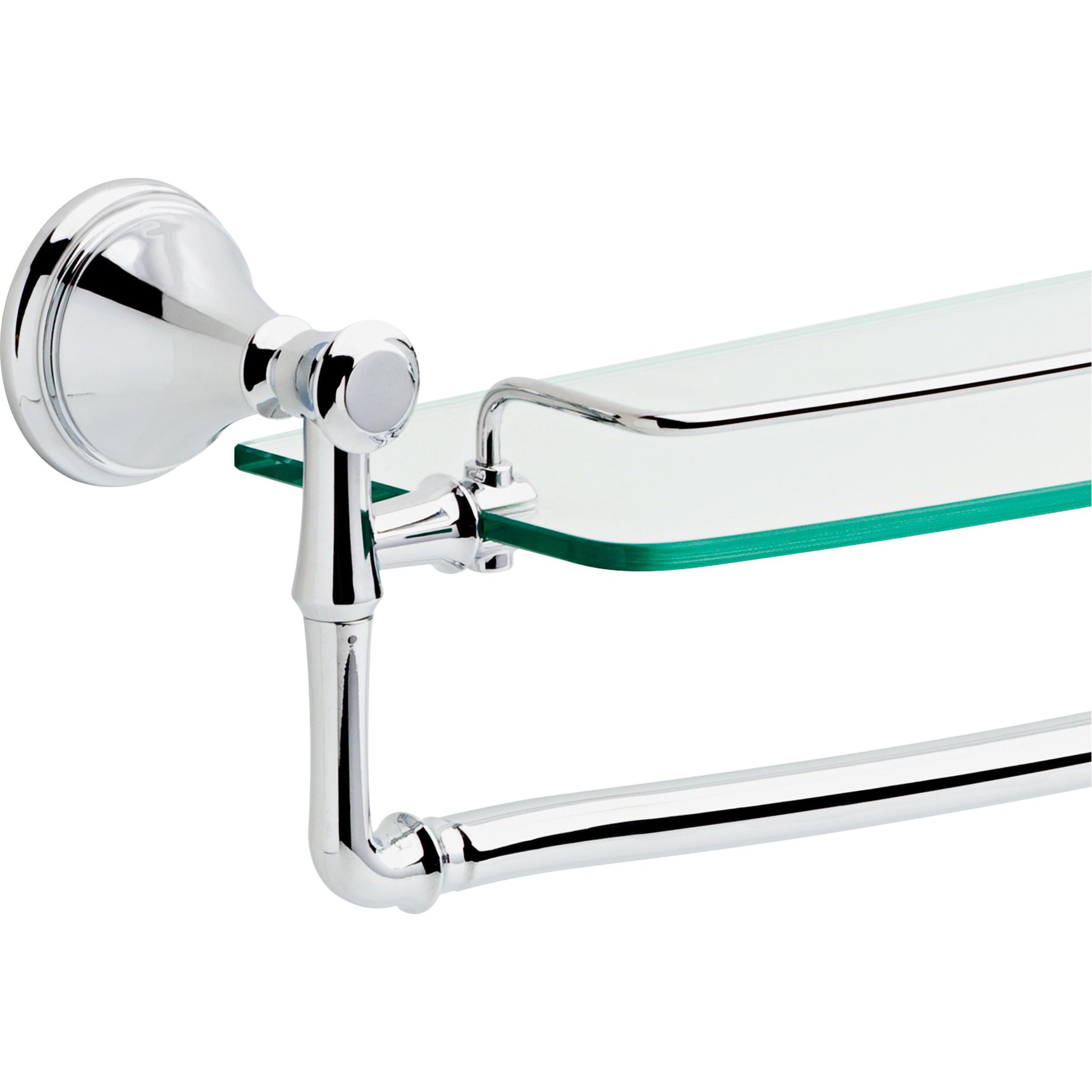 Delta 79710 Cassidy Glass Bathroom Shelf With Towel Bar, 18 Inch, Chrome