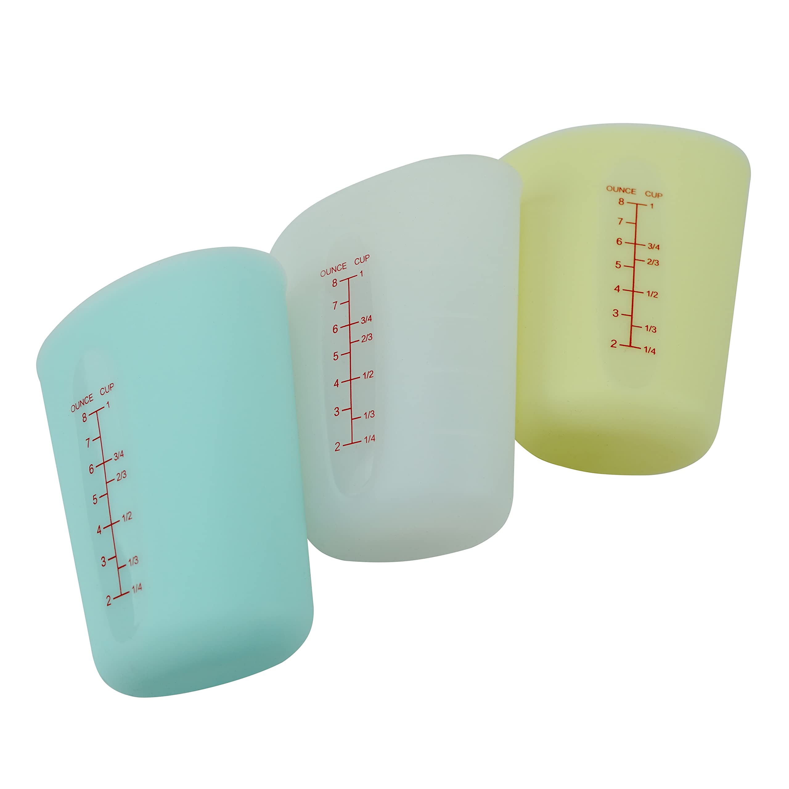 Eiks 3-Set 250-Ml/1-Cup Silicone Measuring Cups With Marking For Cooking Bakeware Diy Craft Painting