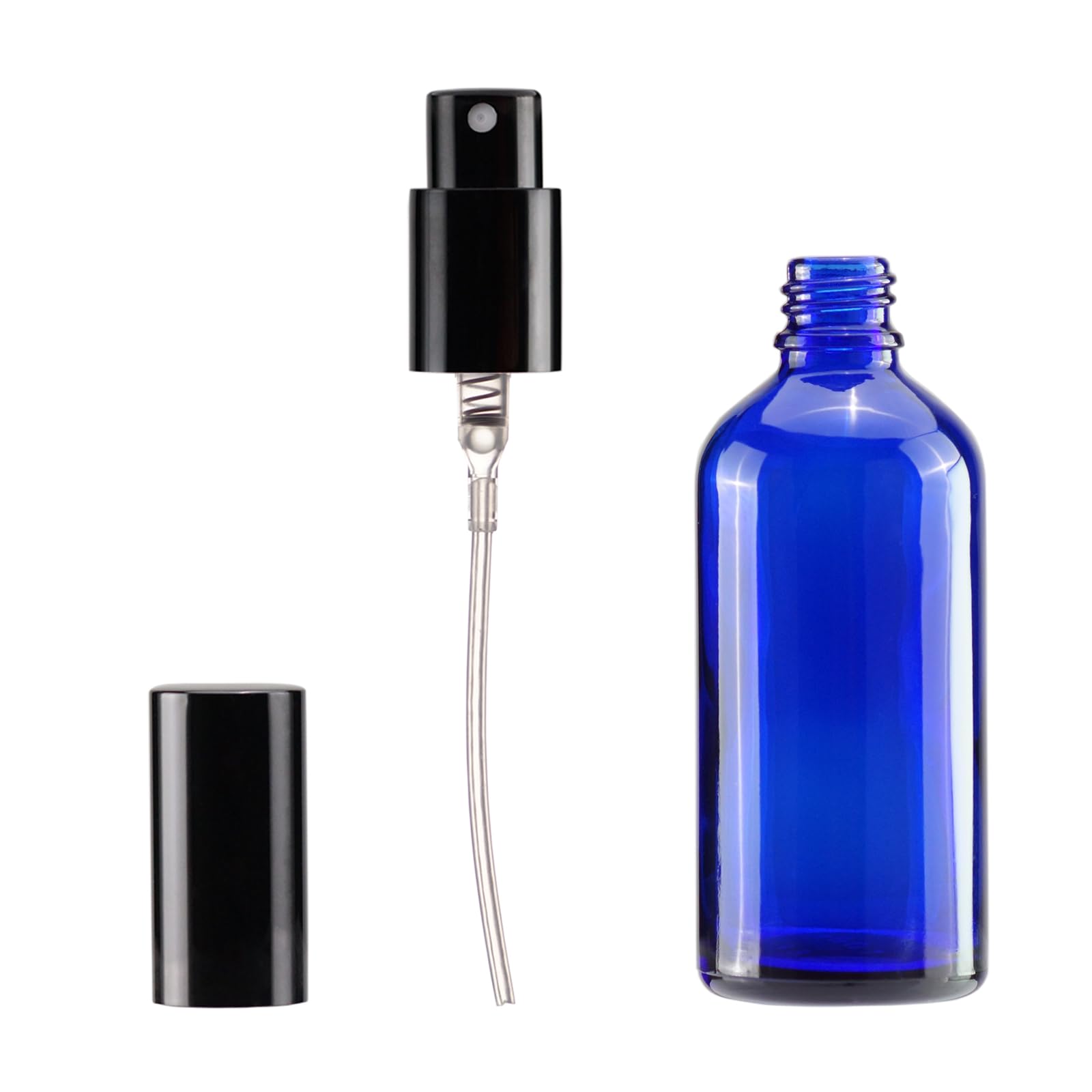 Yizhao Blue Glass Spray Bottles 4Oz, With Small Fine Mist Spray, Metal Cap, Refillable For Essential Oil,Travel,Cleaning,Perfume