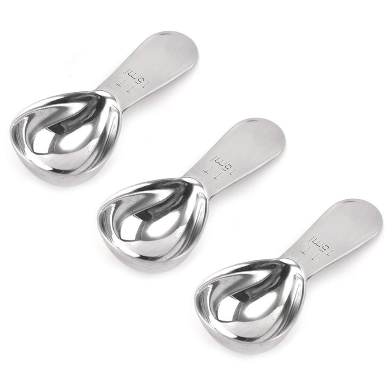 Coffee Scoop 3-Piece Set Stainless Steel Tablespoon Measure Spoon, Coffee Scoop 1 Tablespoon(15 Ml, Silver) Suitable For Ground
