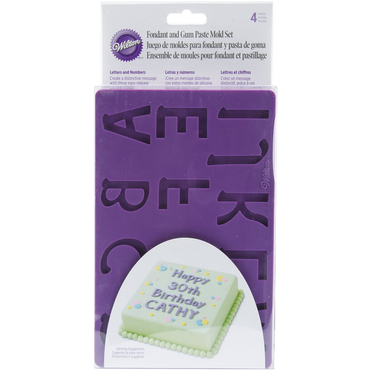 Wilton Silicone Letters And Numbers Fondant And Gum Paste Molds, 4-Piece - Cake Decorating Supplies