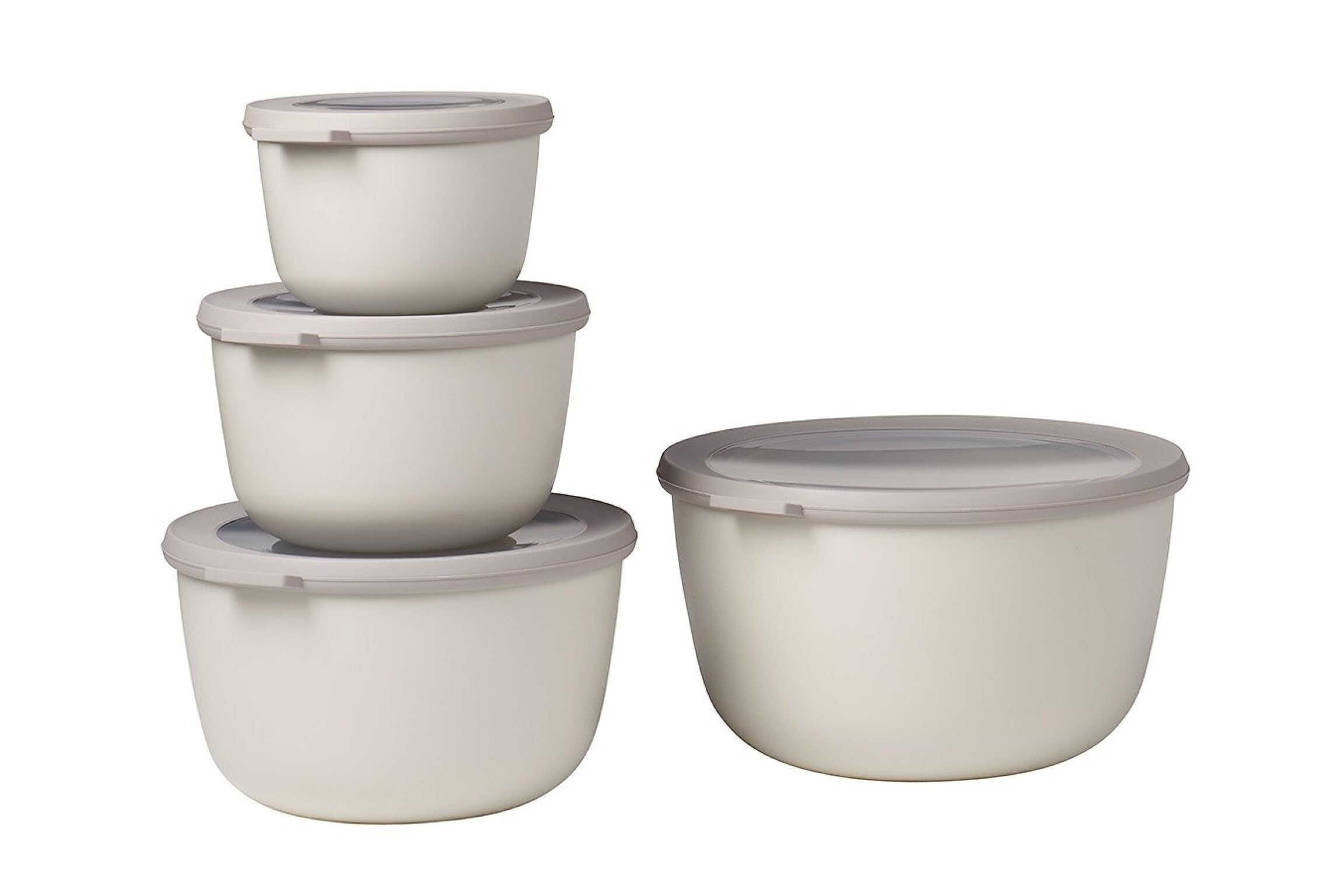 Mepal, Cirqula Set Of 4 Multi Food Storage And Serving Bowls With Lids, Food Prep Containers, Deep, Nordic White,1 Each: (17Oz,