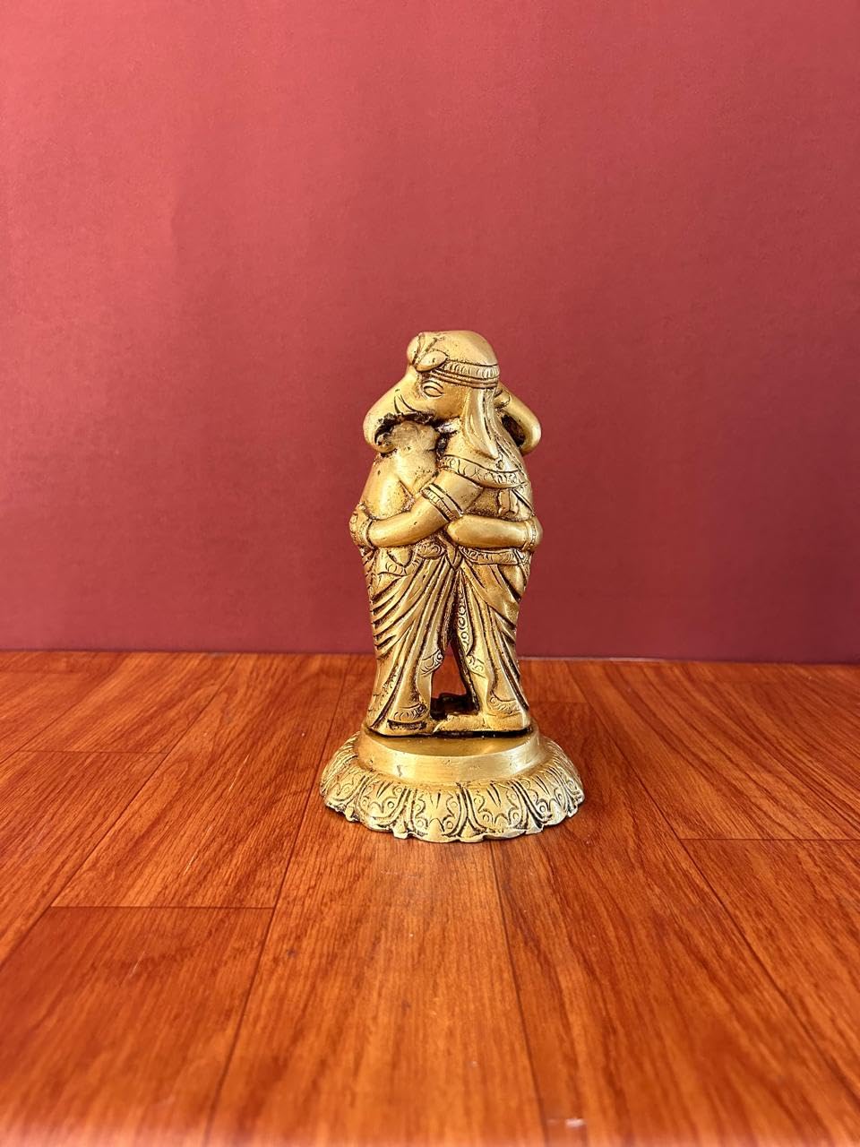 Mridaya Brass Ganesha Statue | 19 Cm Hugging Ganesh Statue | Housewarming Gift | Hindu Wedding Gift | Elephant God Statue
