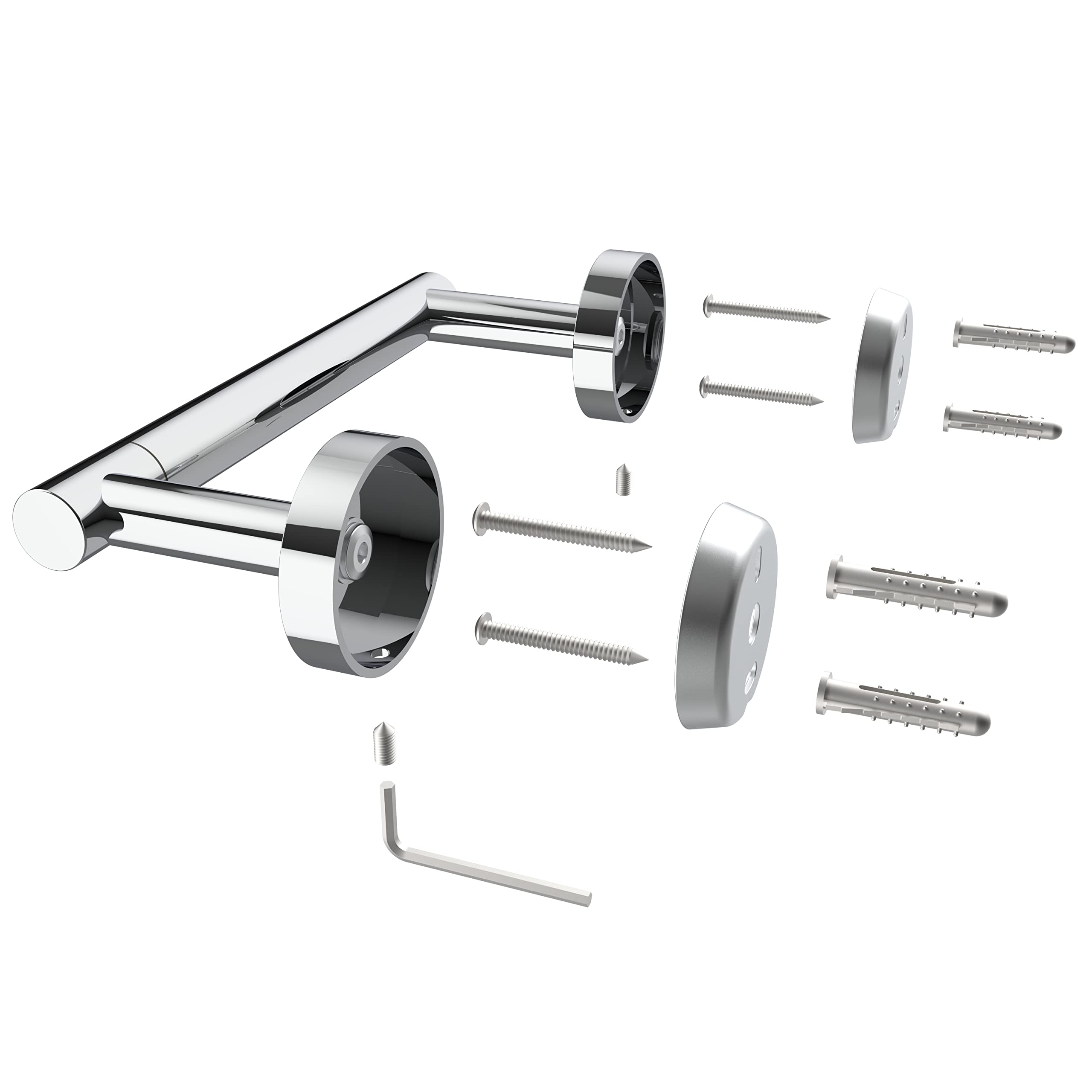 Rarxtr Polished Finish Toilet Paper Holder Sus304 Stainless Steel Double Post Pivoting Toilet Paper Roll Holder Wall Mounted Toi