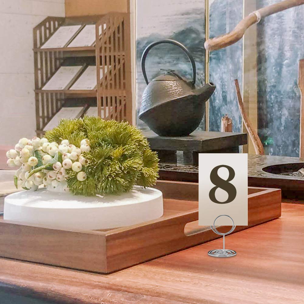 Jofefe 20Pcs Mini Place Card Holders, Cute Table Number Holders, Classy Table Card Holder Table Picture Stands, Elegant Wire Pho