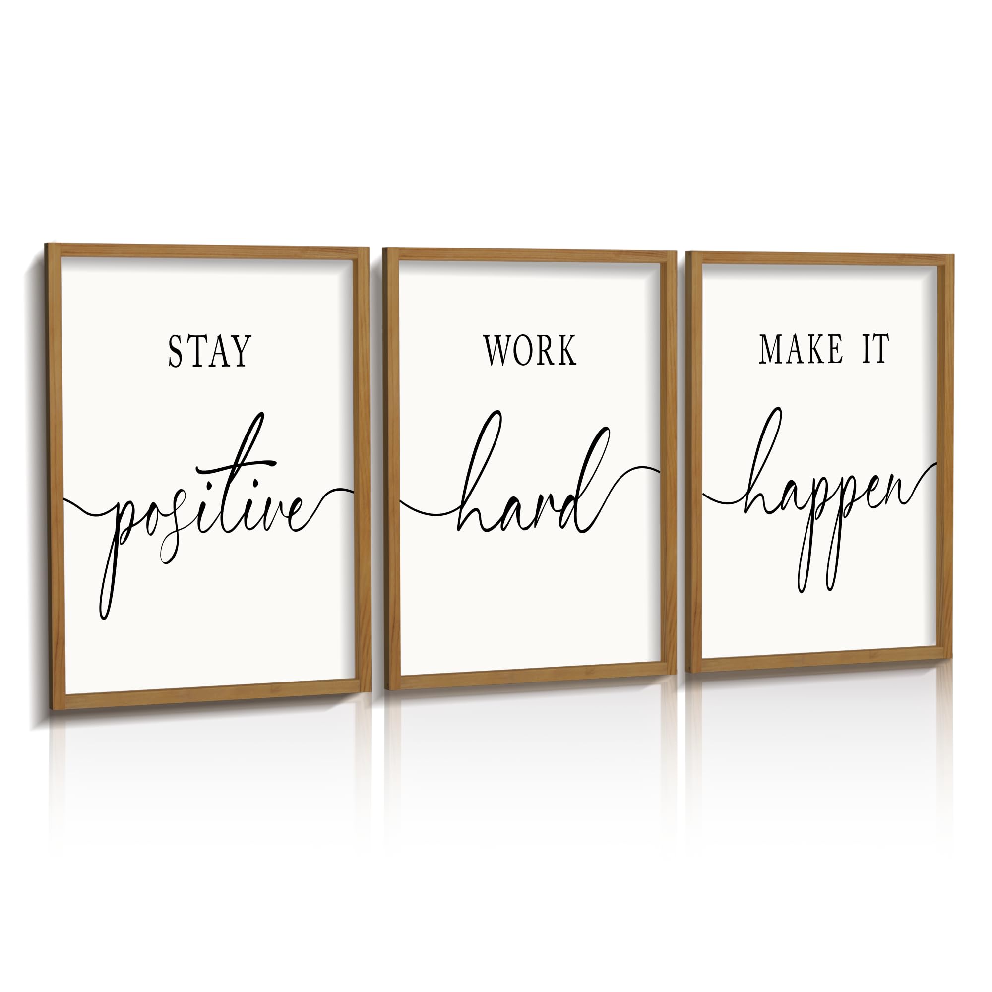 Heiple Motivational Wall Art 11X14 Framed Wooden Inspirational Office Wall Decor For Men Picture Poster Positive Work Hard Quote