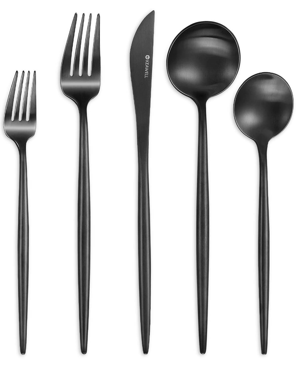 Keawell Mia 20-Piece Fine Flatware Set, 18/10 Stainless Steel, Service For 4, Sleek And Modern Silverware Set. Gift Box. (Matte
