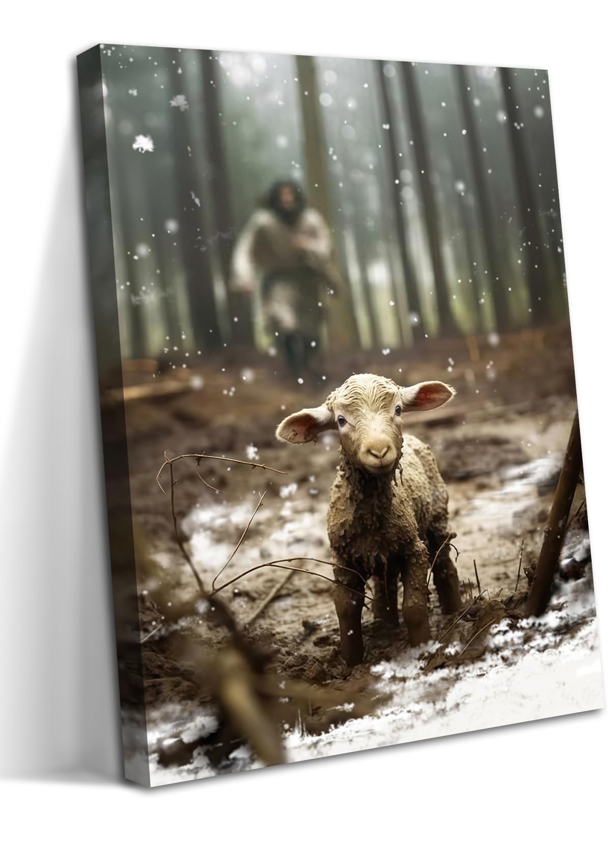 Jesus And Lamb Christian Wall Art, Jesus Saves The Lost Lamb Canvas Wall Decor, Jesus Lamb Of God Posters Paintings Prints For L