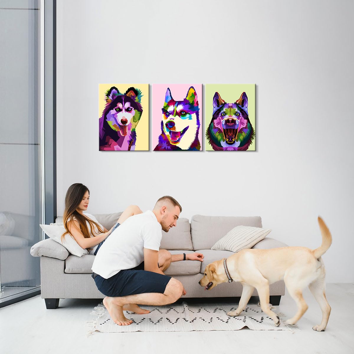 3 Pieces Dog Wall Art Animal Wall Art Husky Wall Art Dog Wall Decor Dog Poster Animal Decor Dog Painting Animal Poster Pet Decor