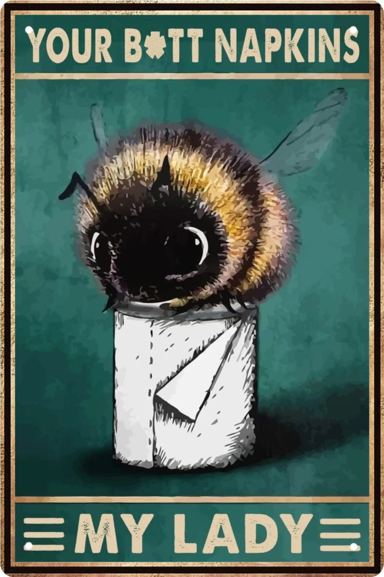 Funny Bee Bathroom Wall Art Decor Metal Tin Sign Retro Medieval Themed Home Room Rustic Toilets Vintage Posters Bee Enthusiast N