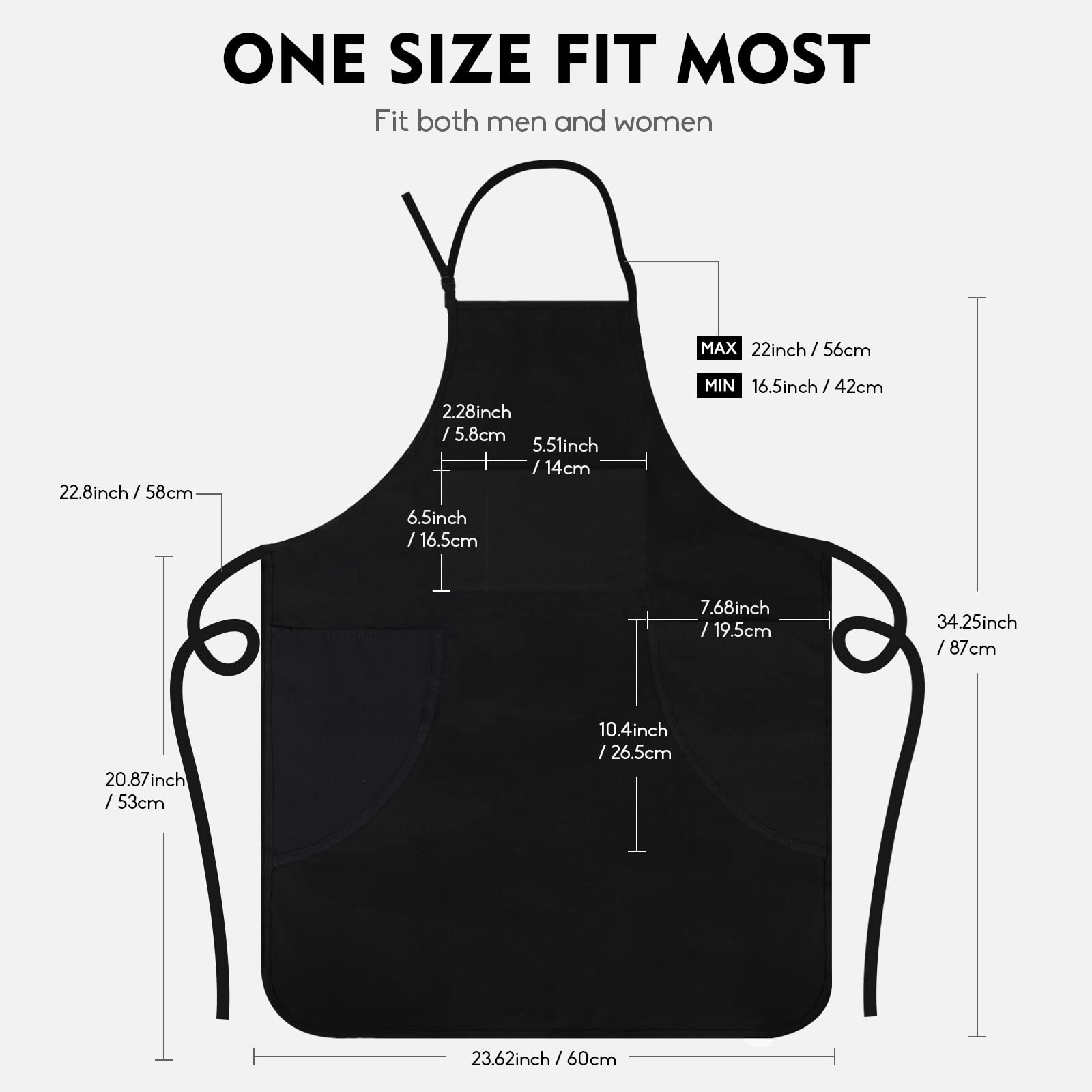 Conda Cotton Black Bib Apron 2 Pack With 4 Pockets Adjustable Straps Cooking Baking Bbq Art Aprons For Women Men Adults
