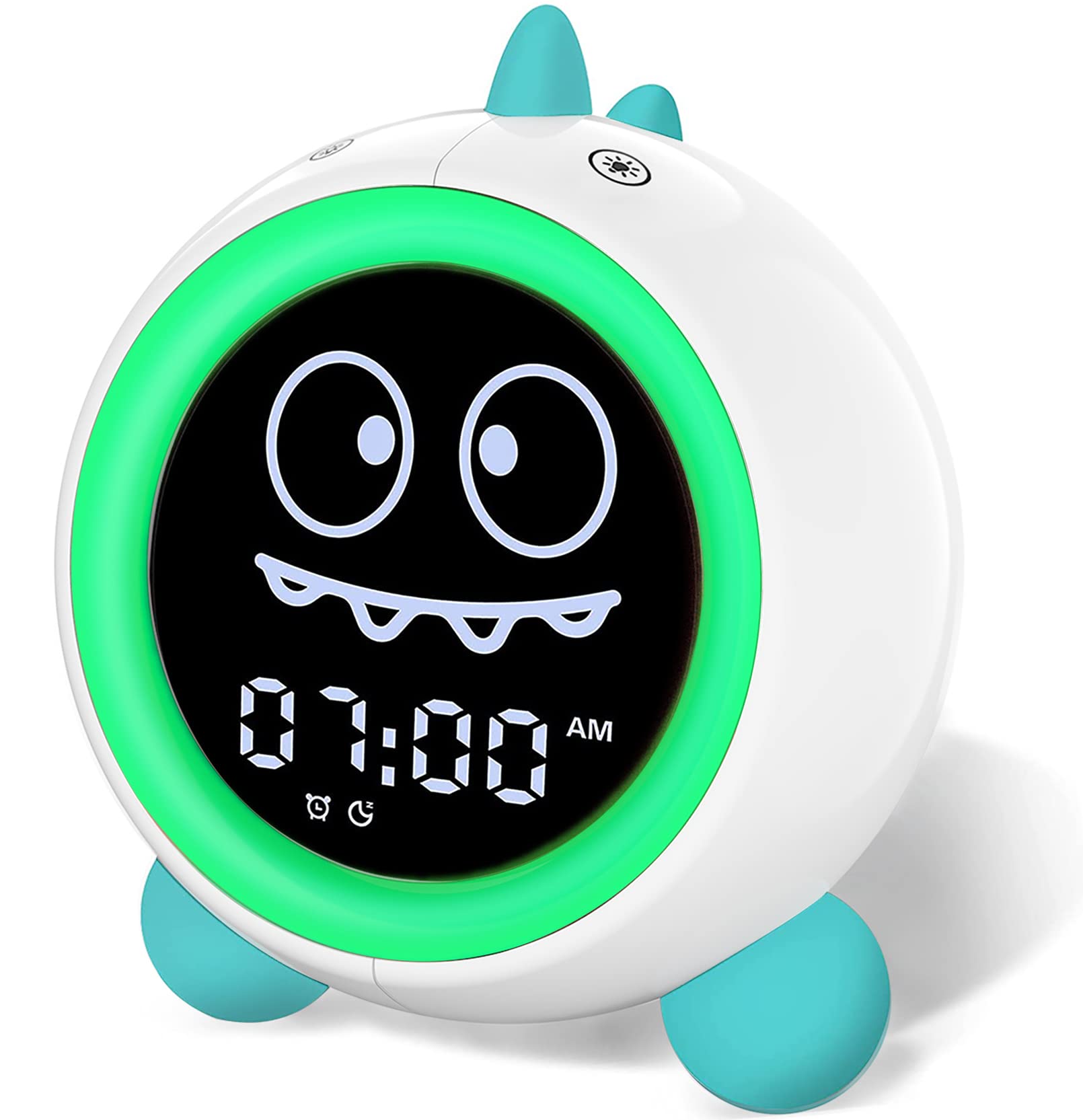 Kids Alarm Clock, Toddler Sleep Training Clock with Night Lights, Sound Machine, Time to Wake Dinosaur Alarm Clock for Children,
