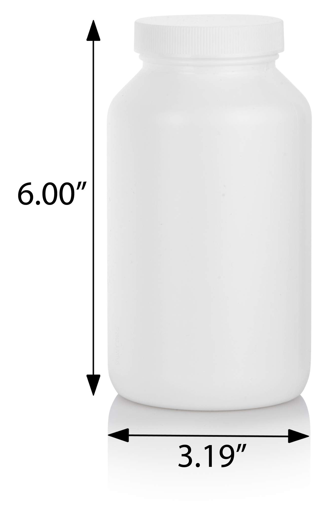 Juvitus 17 Oz White Plastic Hdpe Packer Bottle With White Ribbed Lid (3 Pack)
