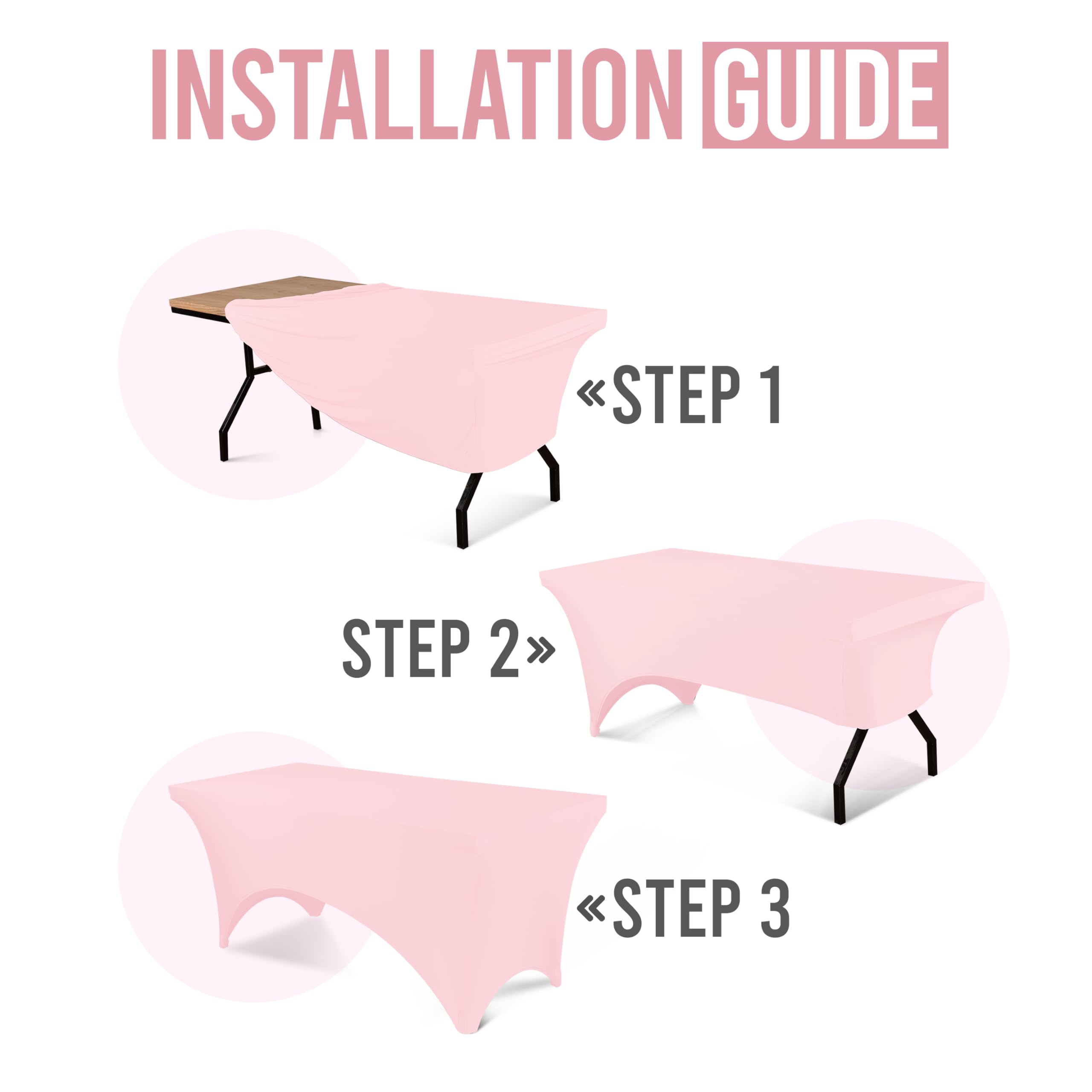 Utopia Kitchen Spandex Tablecloth 1 Pack [6Ft, Pink] 200 Gsm Tight, Fitted, Washable And Wrinkle Resistant Stretch Rectangular P