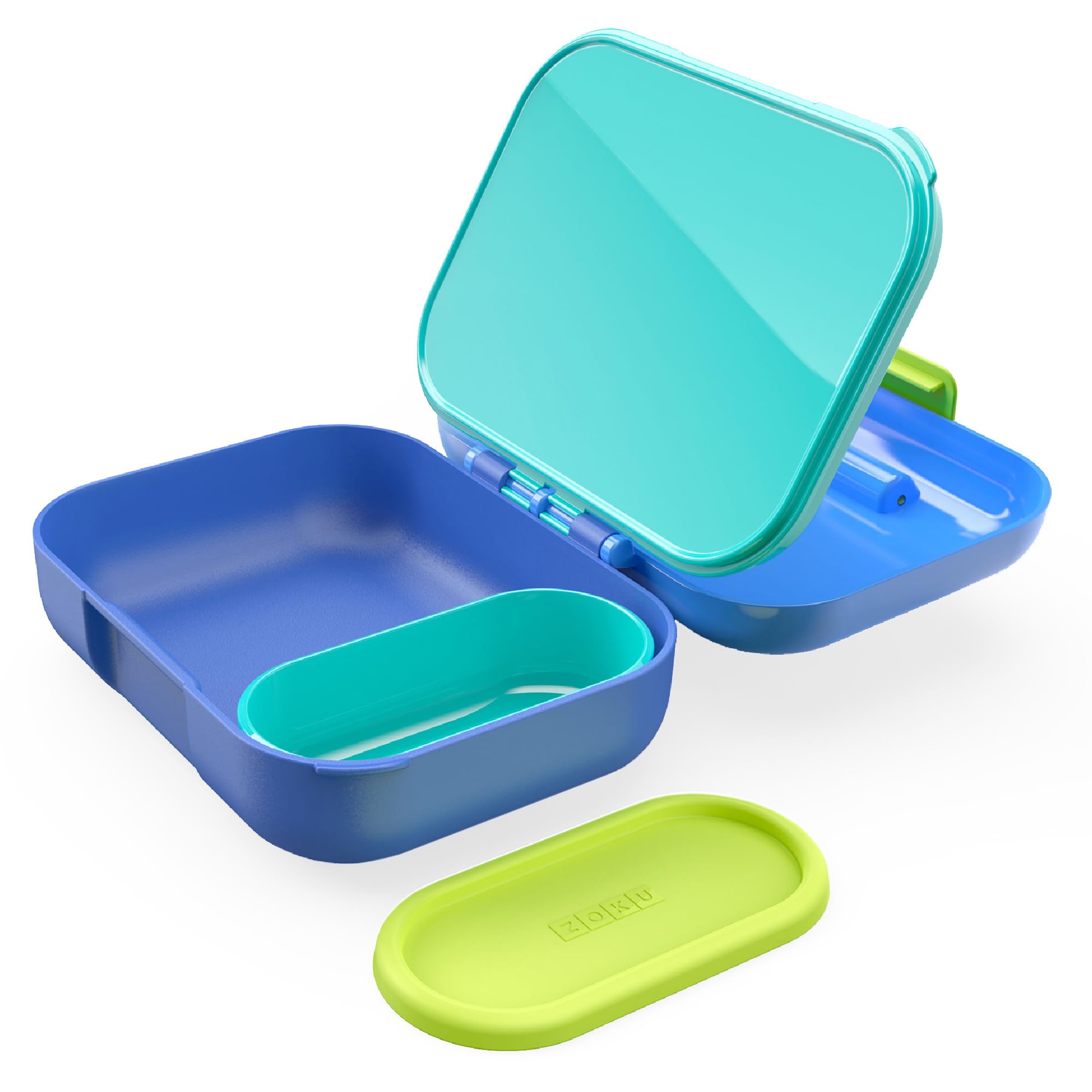 Zoku - Mini Bento Box For Kids, Stackable, Lightweight, Leakproof, For Children, Kid Friendly Latch, Easy To Clean (Bento Jr) (B