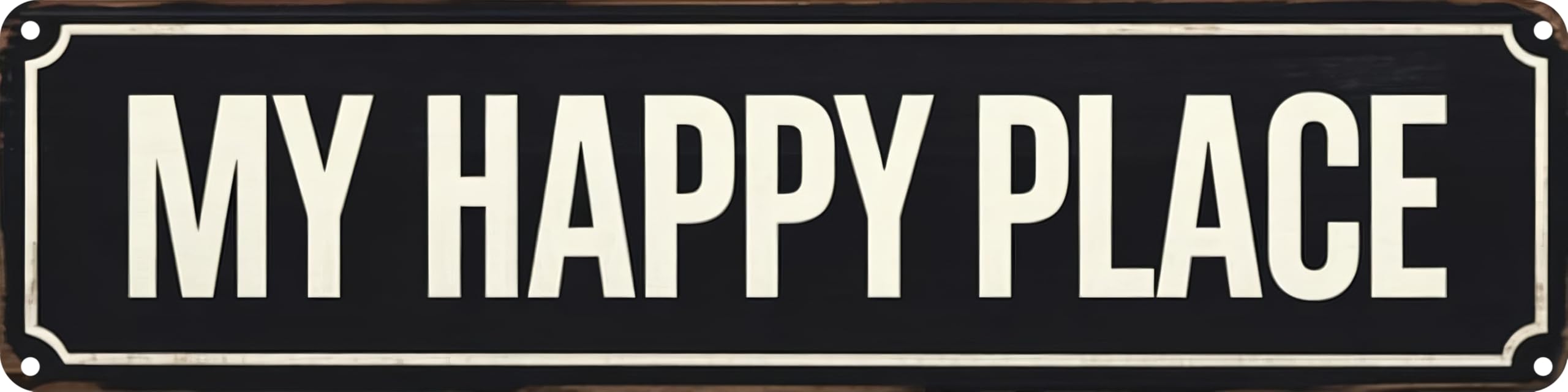 FWBOYSV My Happy Place Metal Sign 4x16in Boho Cute Plaque for Bedroom Bathroom Home Nursery Wall Decor Gift Poster
