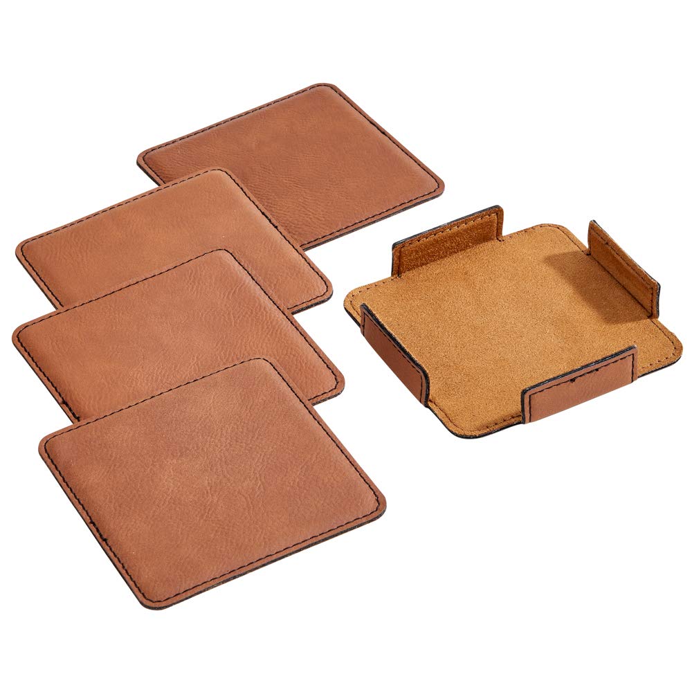 Square Coasters In Caramel - Set Of 4