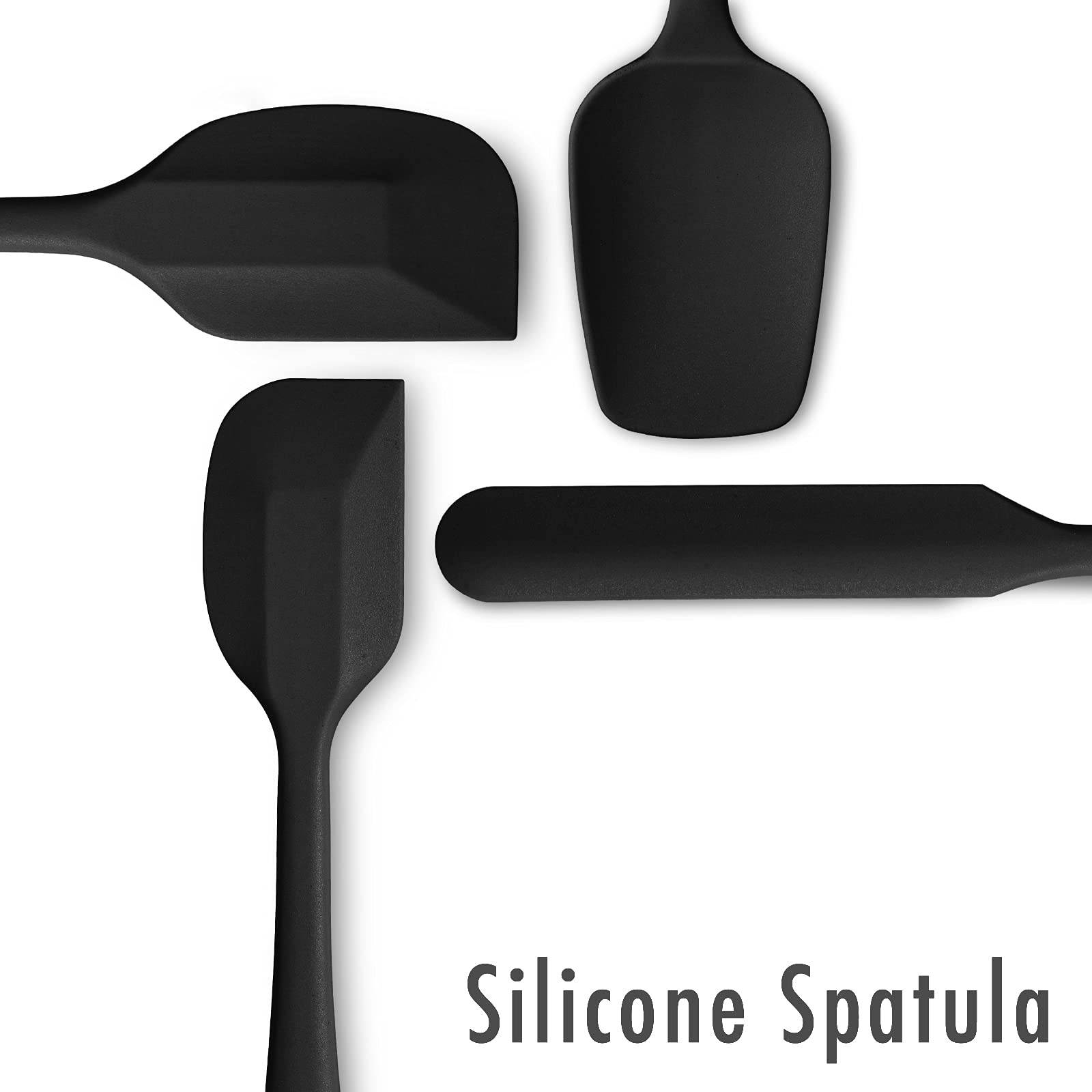 4 Piece Silicone Spatula Set, Flexible Heat Resistant Non-Scratch Baking Cooking Rubber Spatulas With Stainless Steel Core, Blac