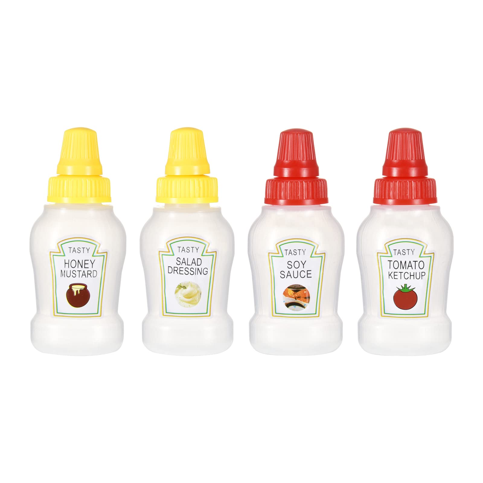 Jspupifip Mini Ketchup Bottles With Sturdy Screw Cap, 25Ml Mini Condiment Squeeze Bottles Portable Honey Sauce Salad Dressing Di