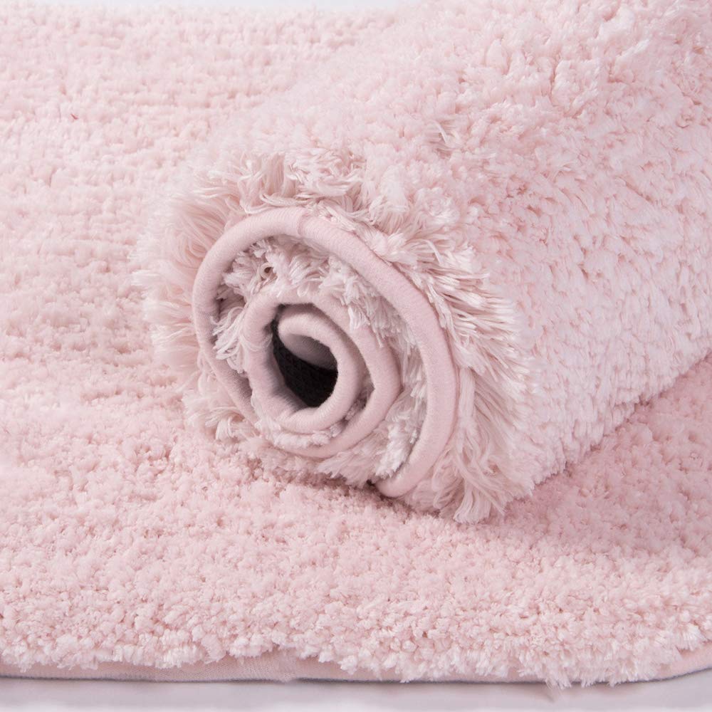 Walensee Shaggy 2 Piece Bath Rug Set, (20 X 32, 2 Pack Set, Blush) Bathroom Rug Set Bath Mats For Bathroom Machine Wash/Dry Abso