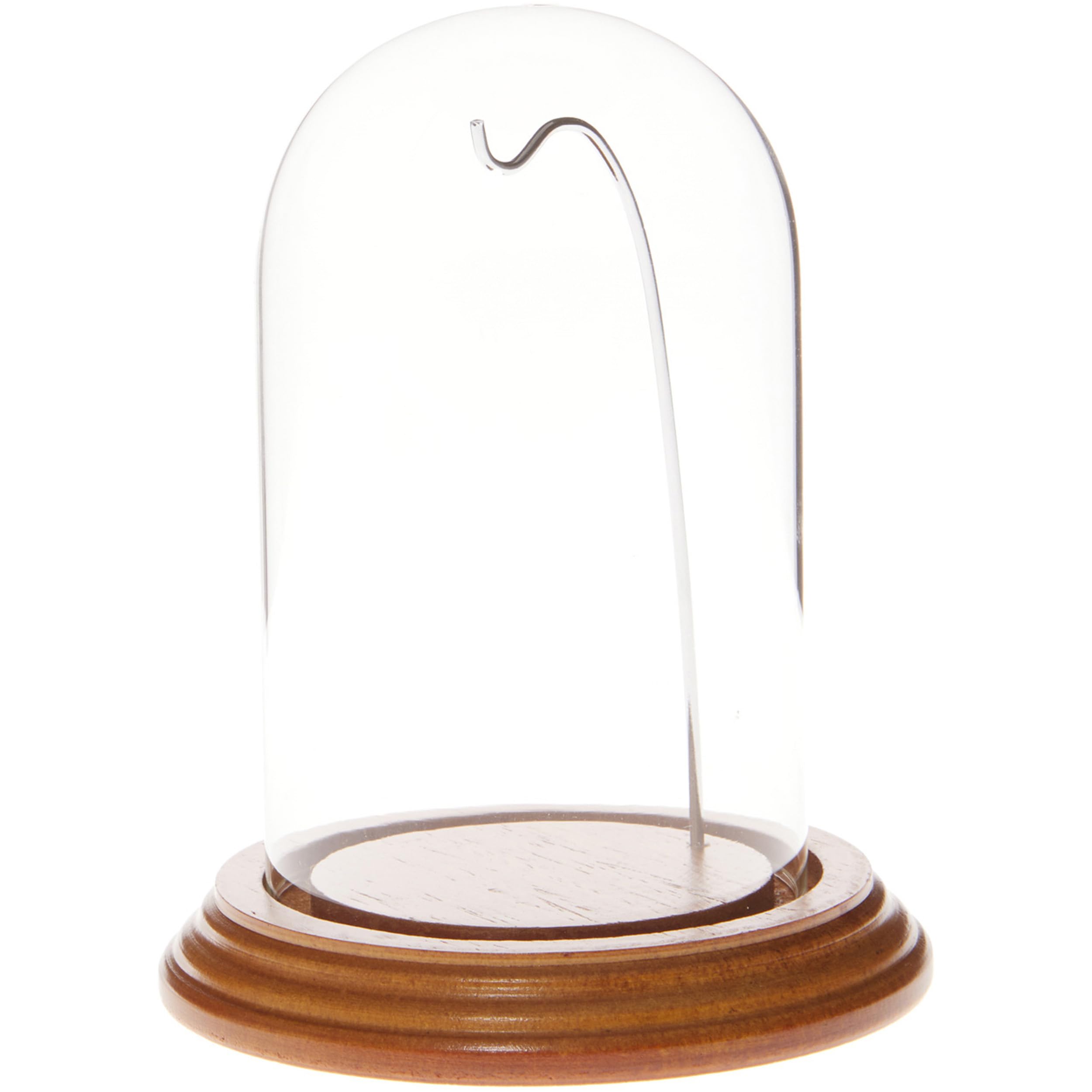 Plymor 3 x 5 Watch Glass Display Dome Cloche (Oak Veneer Base & Silver Wire)