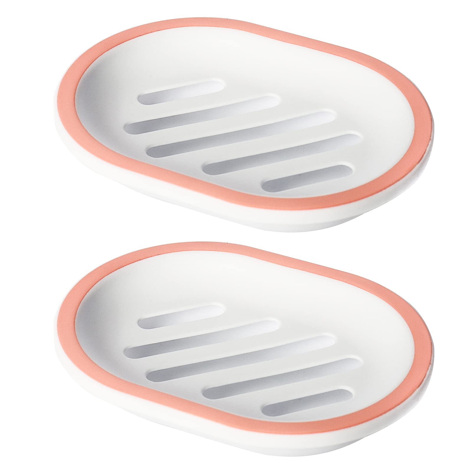 Topsky 2-Pack Soap Dish With Drain, Soap Holder, Soap Saver, Easy Cleaning, Dry, Stop Mushy Soap (White)