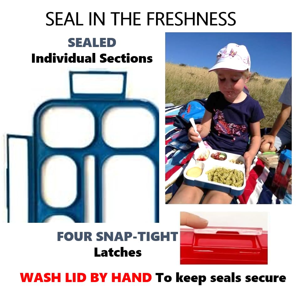 Bento Lunch Box For Kids: Leakproof Lunch Boxes, Snack Containers For Boys, Girls With 6 Compartments - School, Daycare, Meal Pl