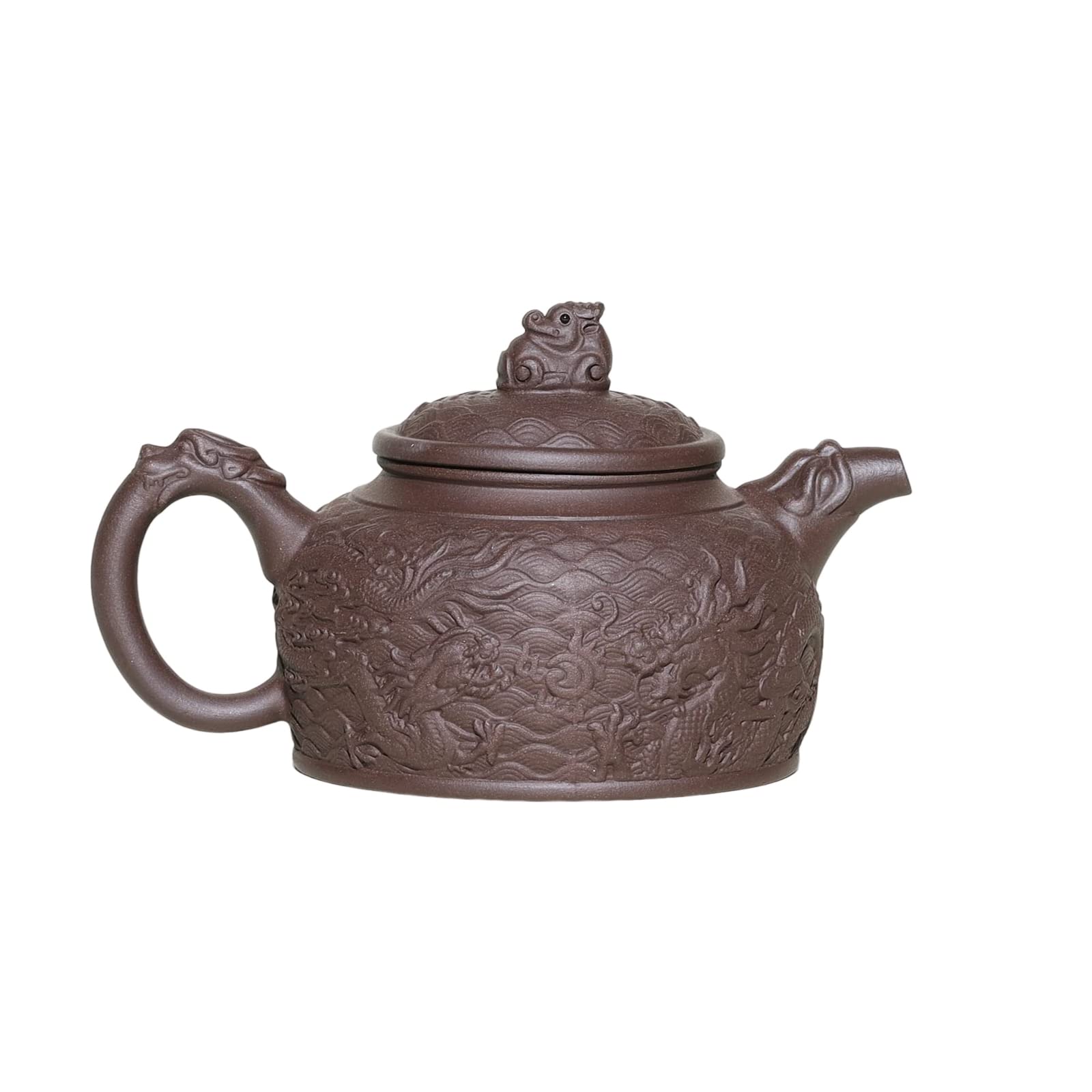 Siline Zisha Tea Pot - Dragon Dezhong 11 Oz,Chinese Genuine Yixing Clay Handmade Teapot With Filter,Infuser Kung Fu Loose Leaf T