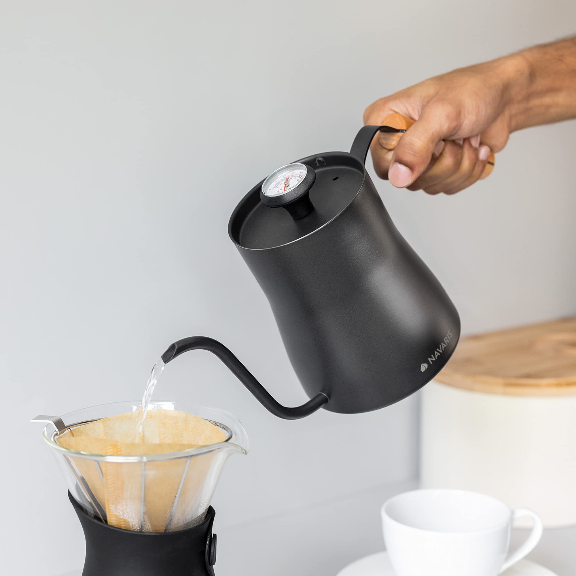 Navaris 33.8 Oz (1 Fl L) Gooseneck Kettle For Stove Top Burners - Stainless Steel Kettle With Pour Over Spout For Coffee Or Wate