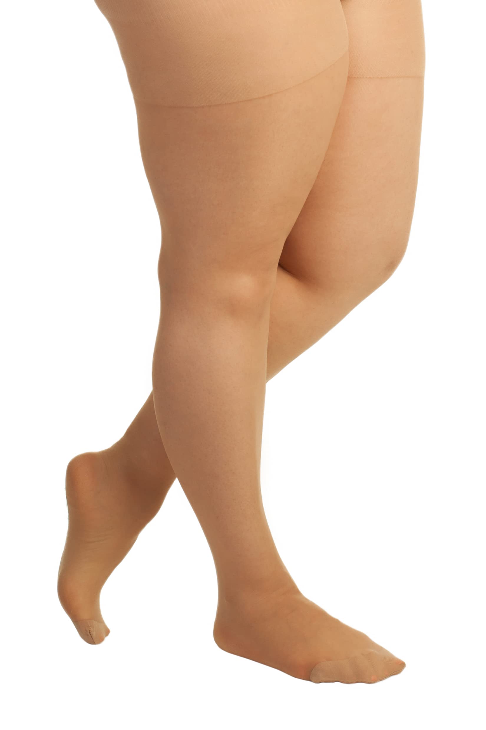 Plus Size Pantyhose For Women Soft Sheer Queen Tights No Rip Or Run 2 Pairs (8X, Suntan)