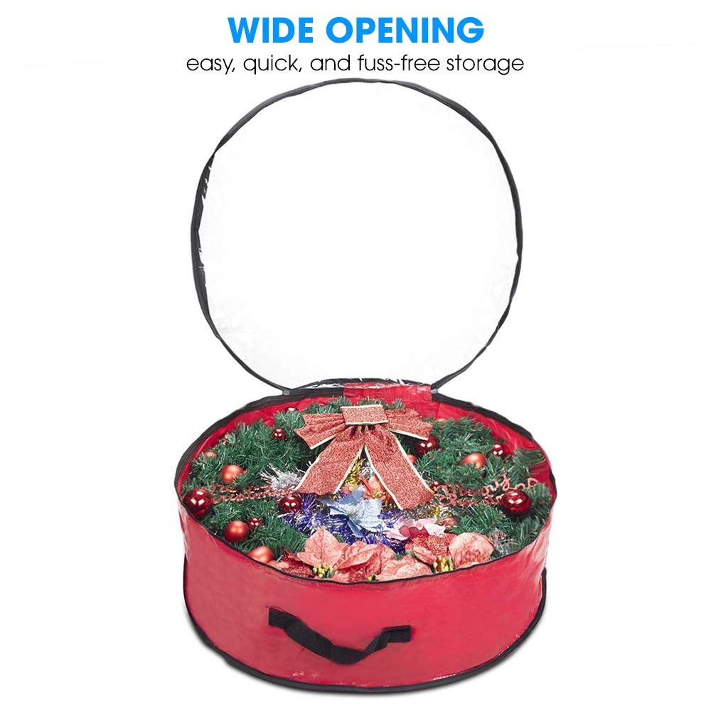 ProPik Christmas Wreath Storage Bag - 30" Tear Resistant Polyester, Red