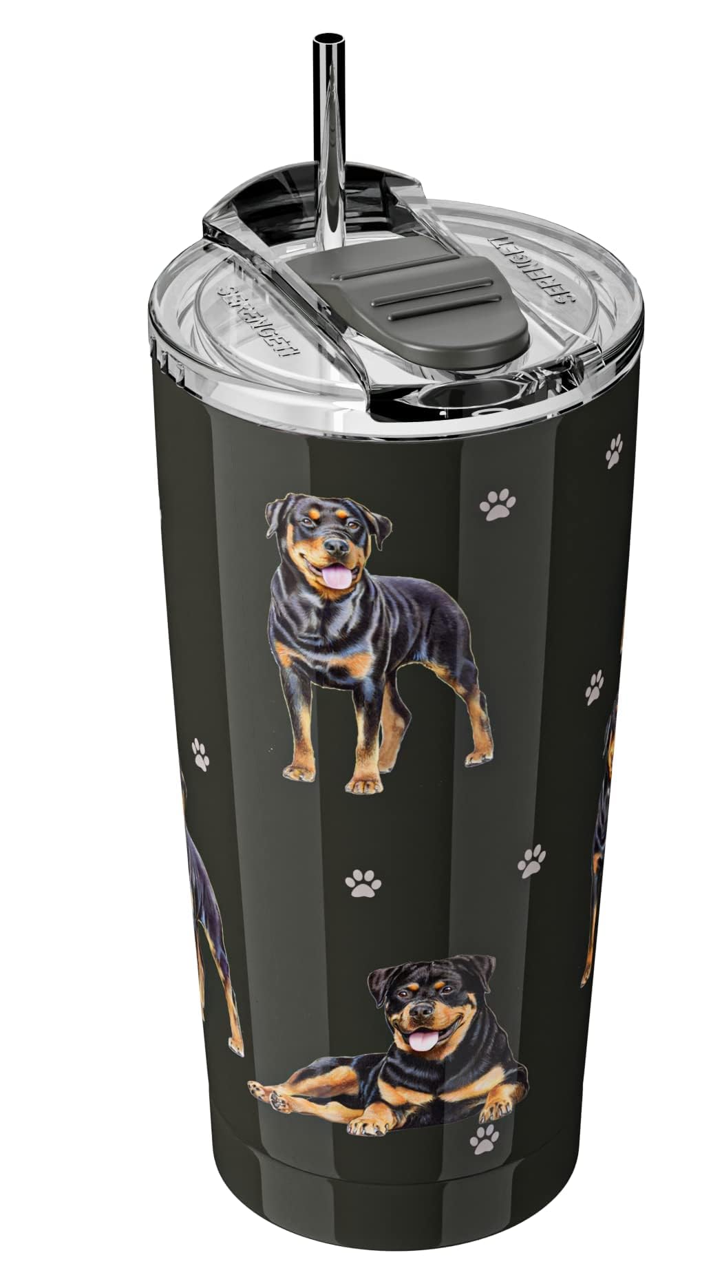 Rottweiler Serengeti 16 Oz Stainless Steel, Vacuum Insulated Tumbler With Spill Proof Lid - 3D Print - Insulated Travel Mug For