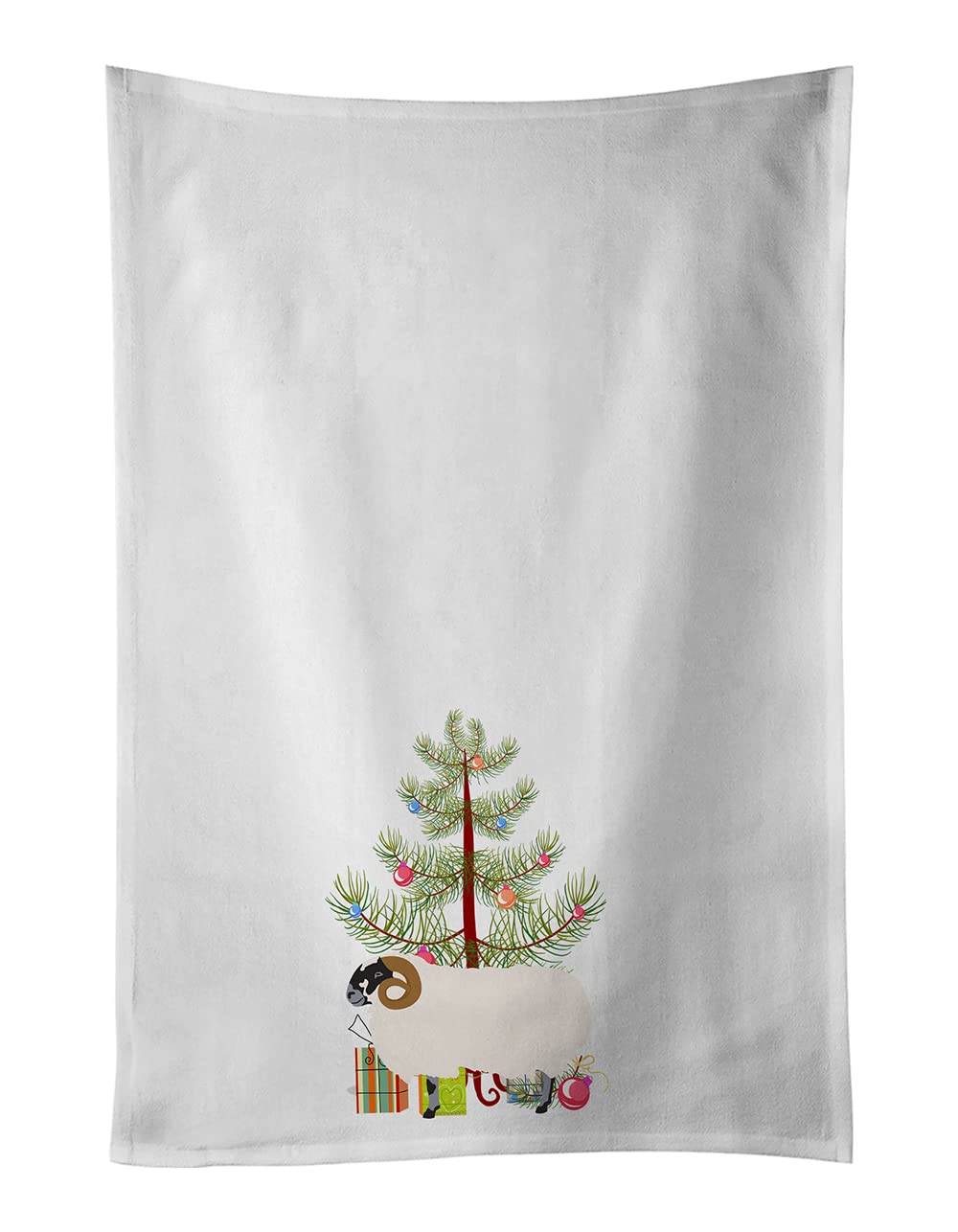 Scottish Blackface Sheep Christmas White Kitchen Towel Set of 2